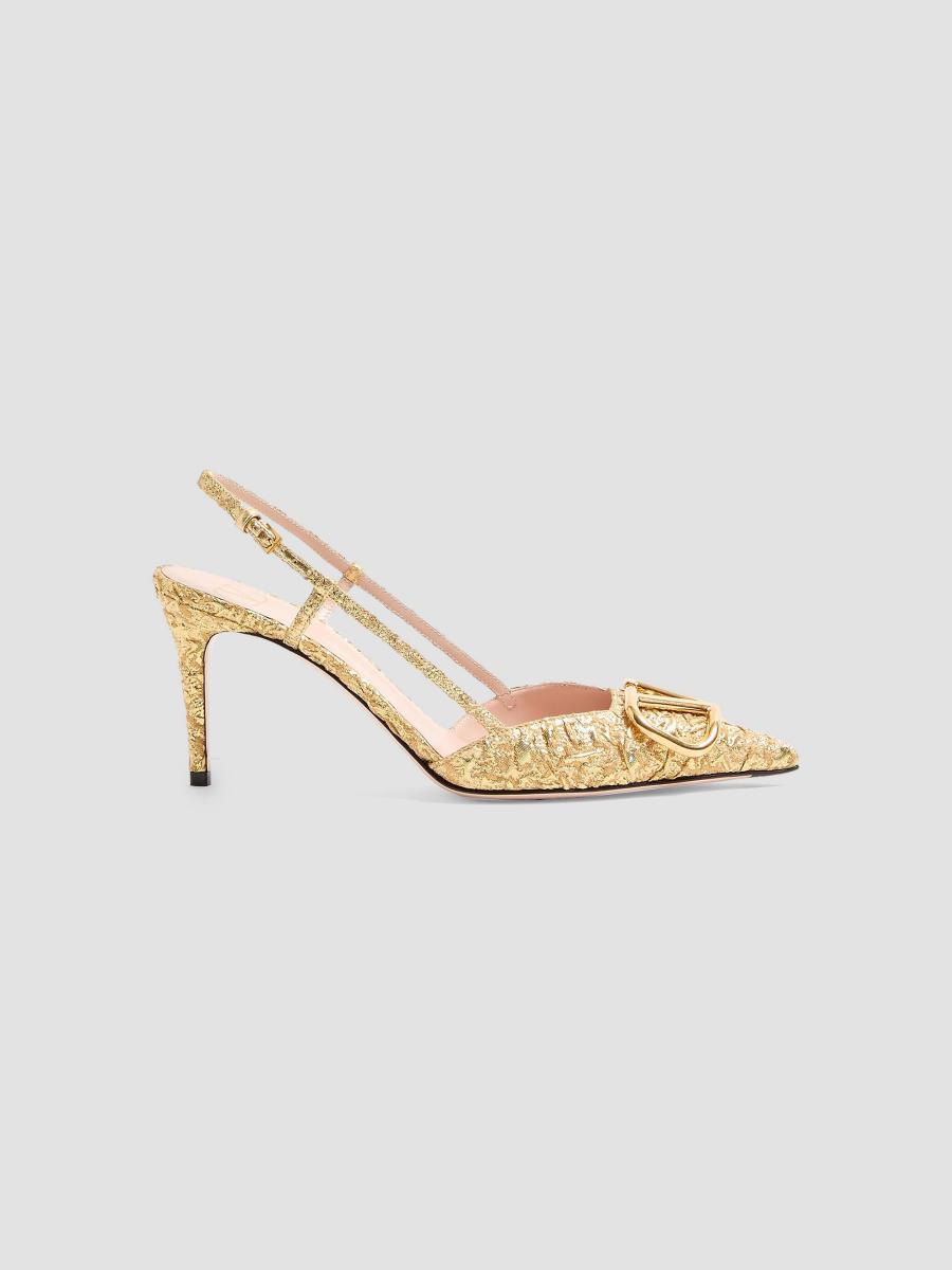 Valentino Garavani VLogo Signature 80MM Slingback Pumps in Cloqué