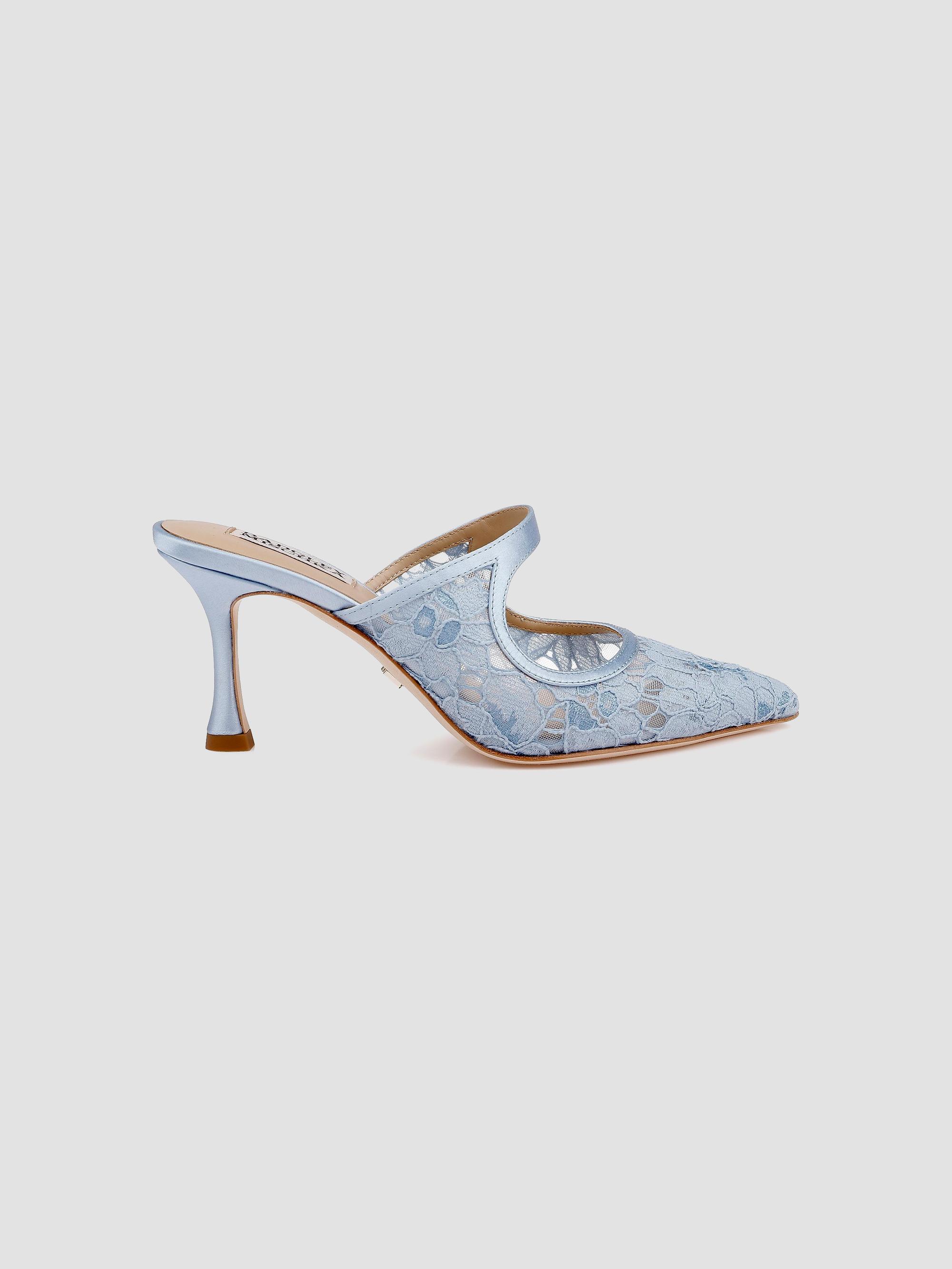 Badgley Mischka Women's Oaklyn 75MM Lace Mules - Blue Satin | Thumbnail 7
