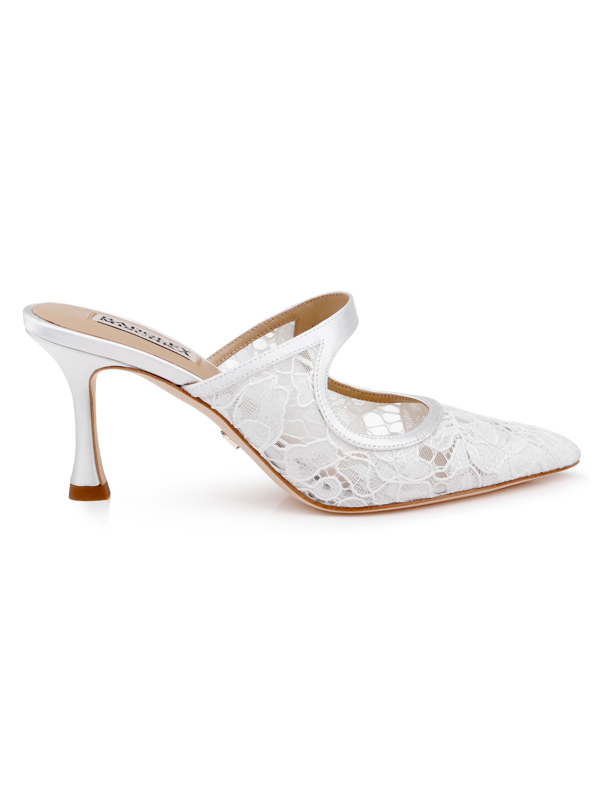 Badgley Mischka Women's Oaklyn 75MM Lace Mules - White Satin