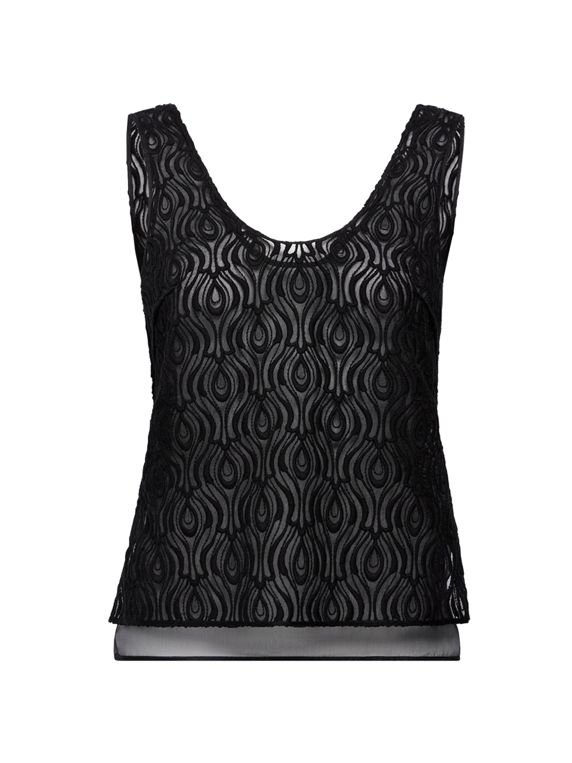 Another Tomorrow Women's Embroidered Top - Black