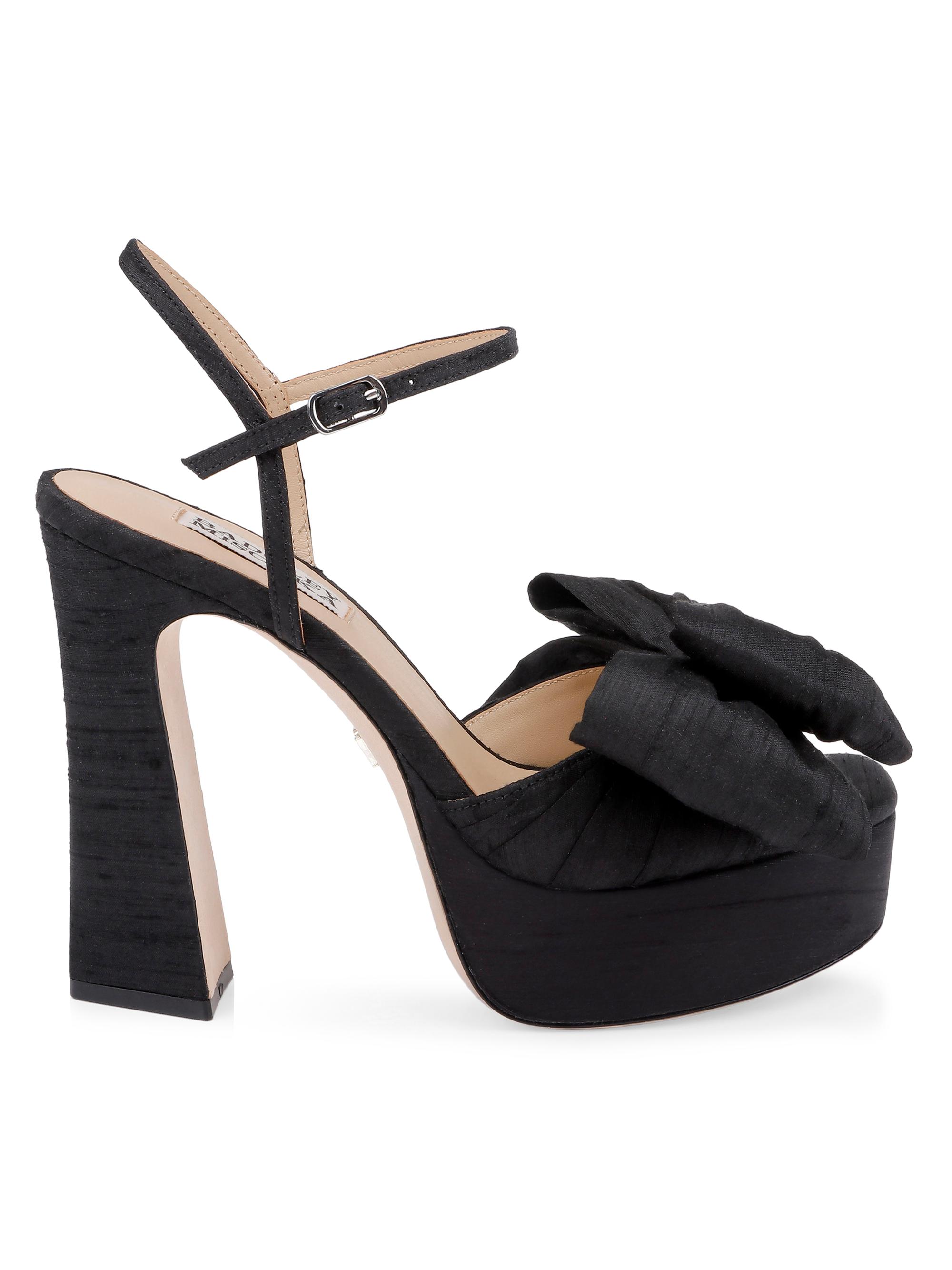 Badgley Mischka Women's Oliva 85MM Silk Bow Sandals - Black Silk