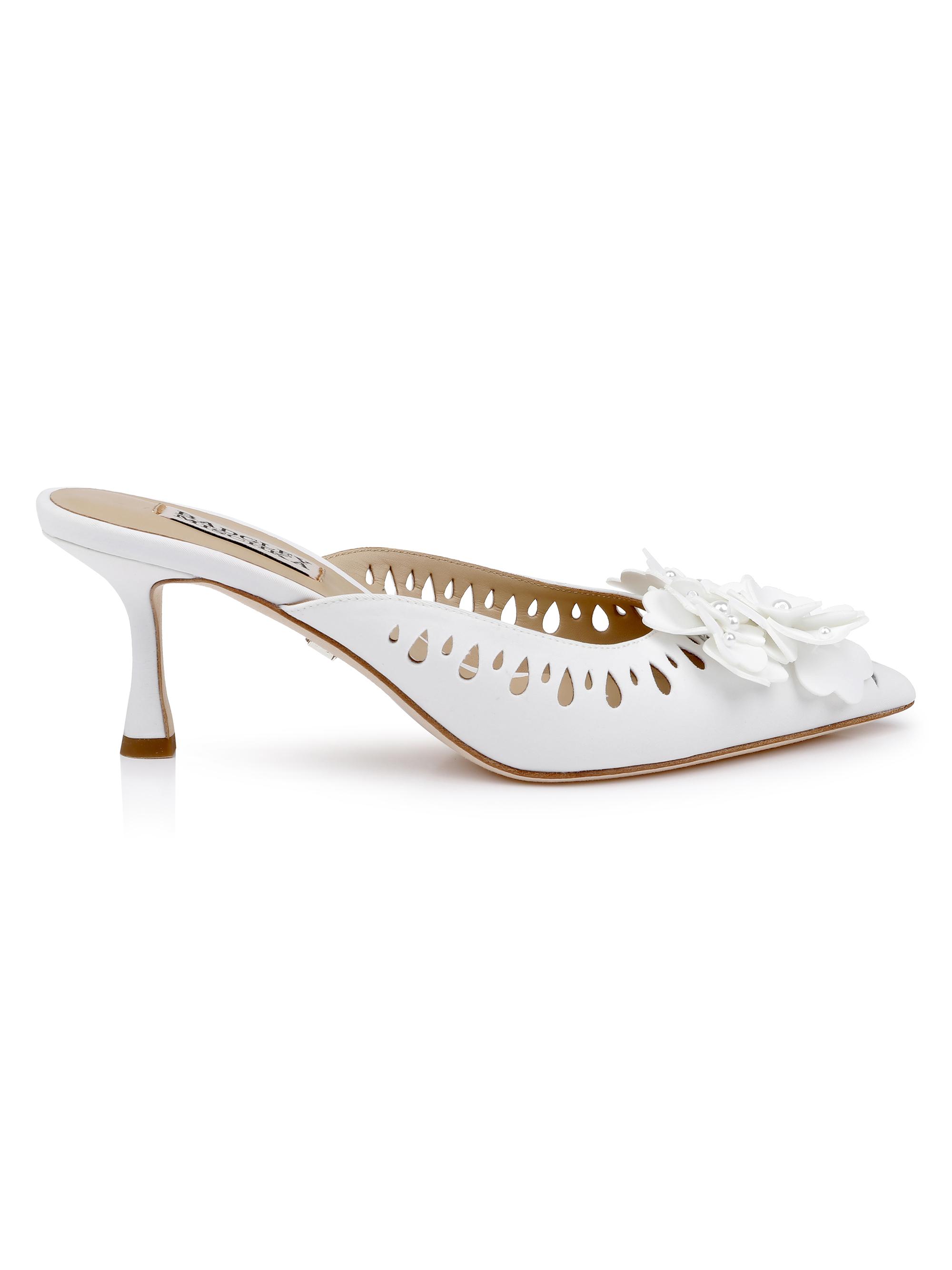 Badgley Mischka Women's Oriana 65MM Laser Cut Mules - White