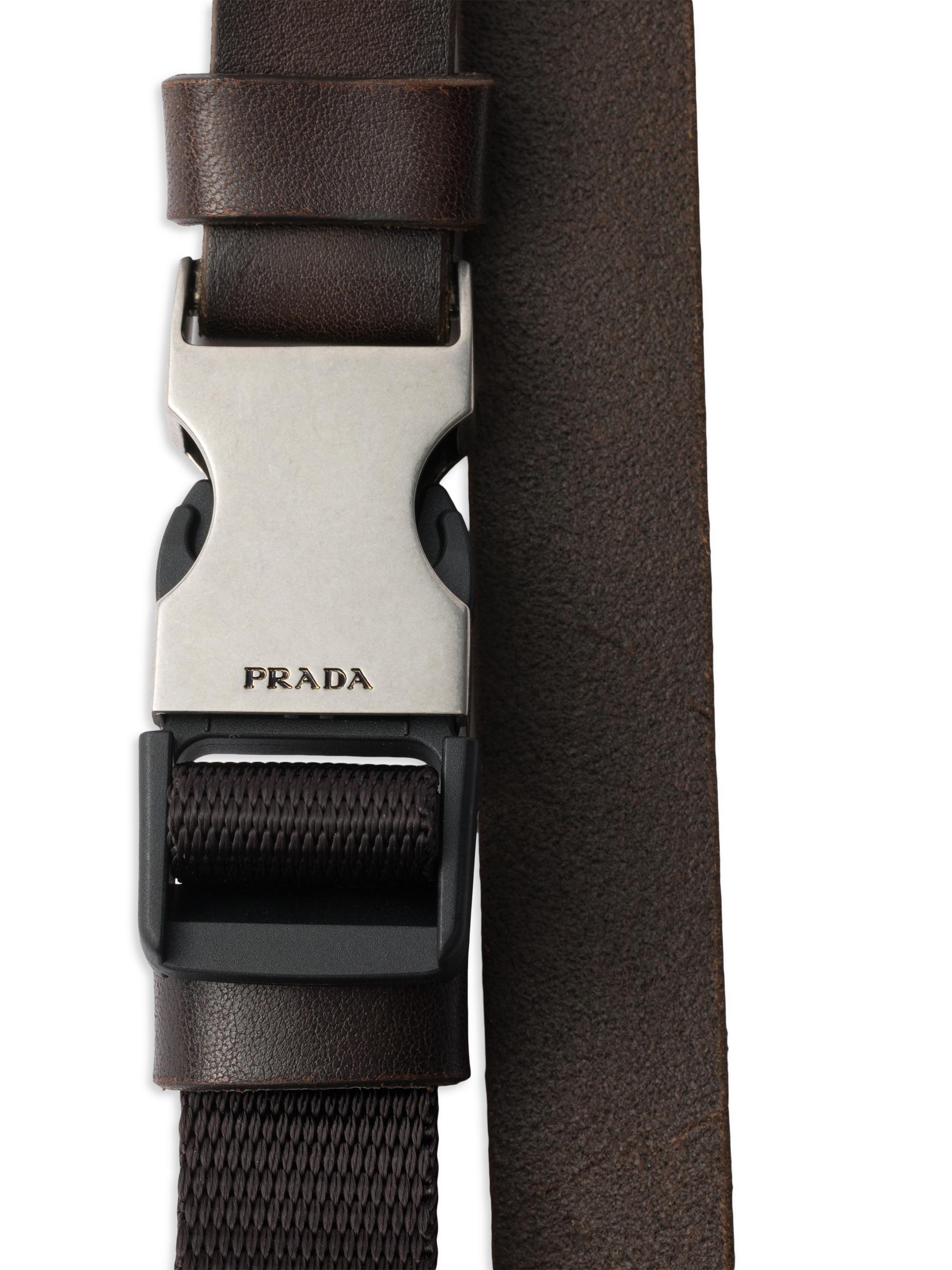 Prada Leather and Woven Nylon Tape Belt | Saks Fifth Avenue