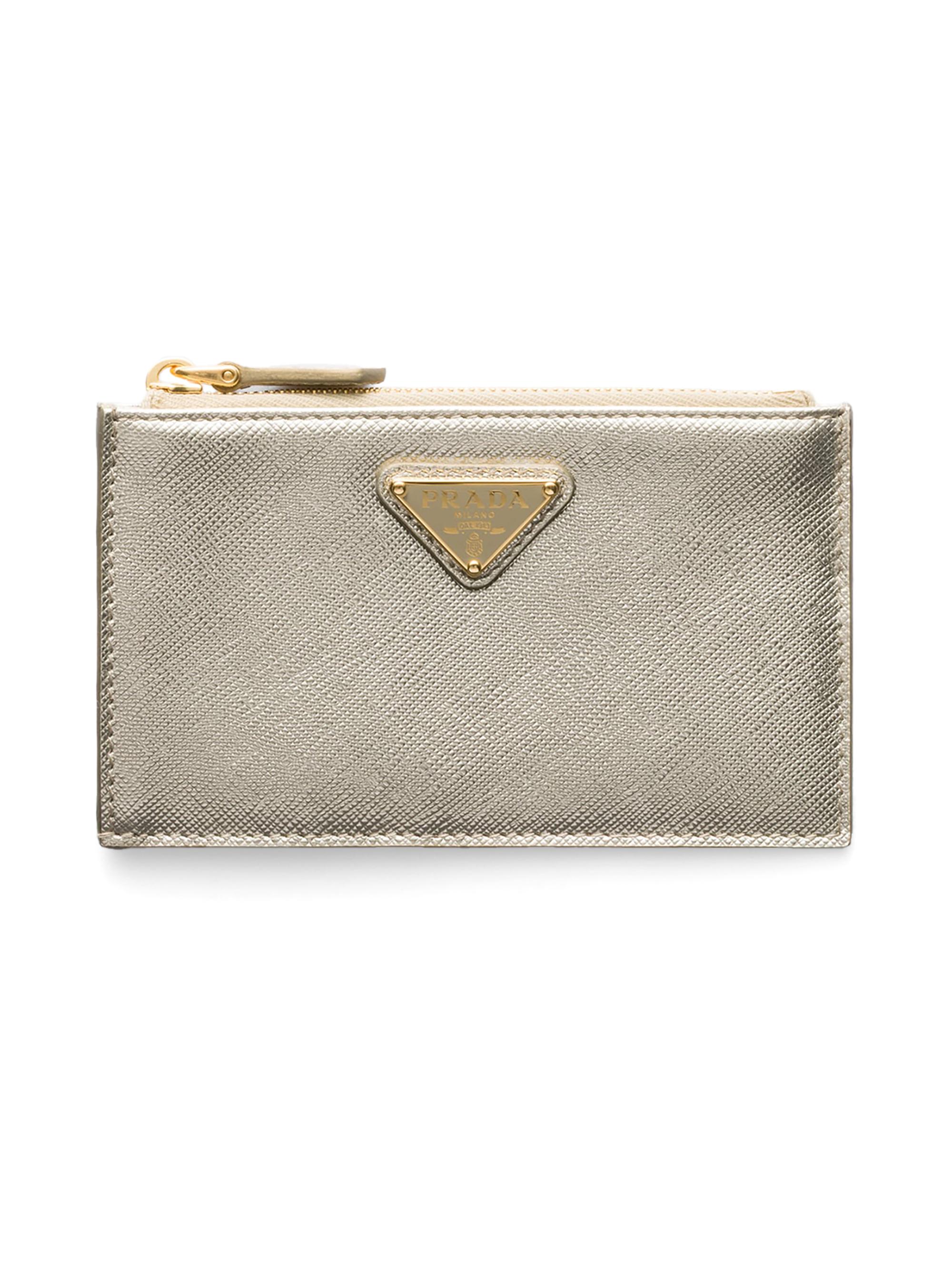 Prada Women's Saffiano Leather Card Holder - Gold