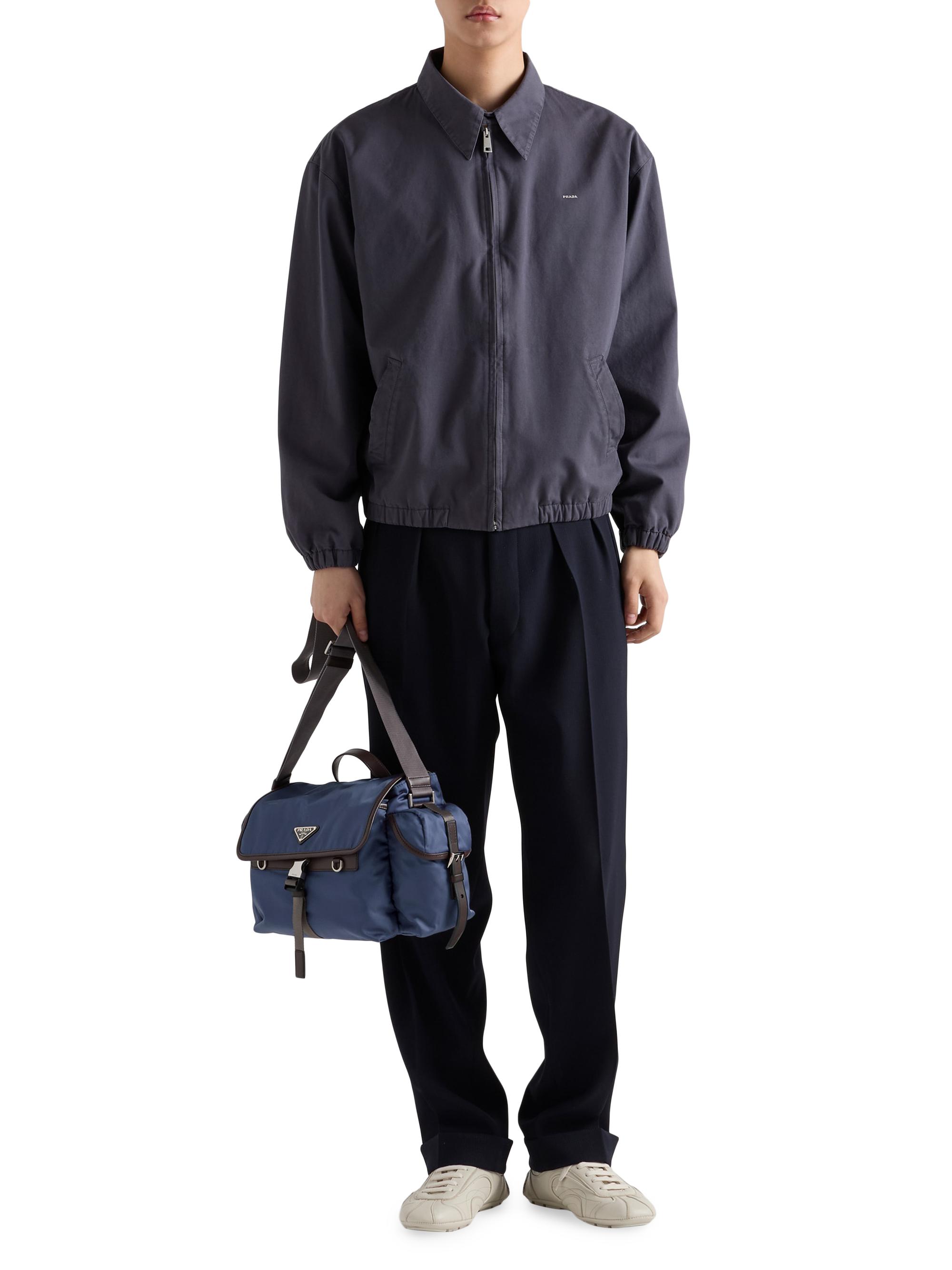 Prada Men's Re-Nylon and Leather Shoulder Bag - Blue