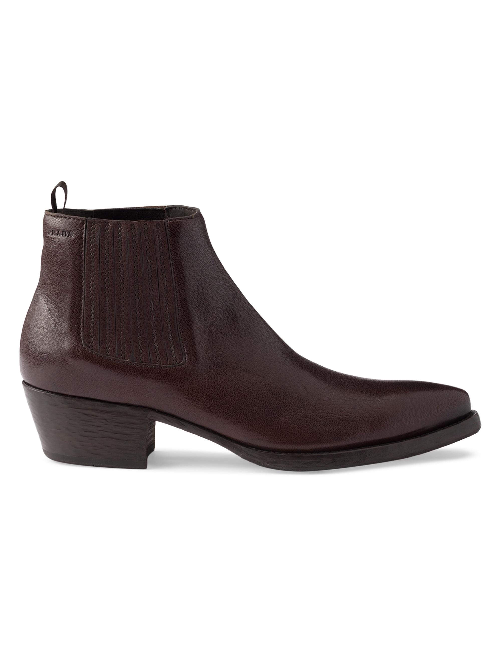 Prada Men's Leather Chelsea Boots - Brown