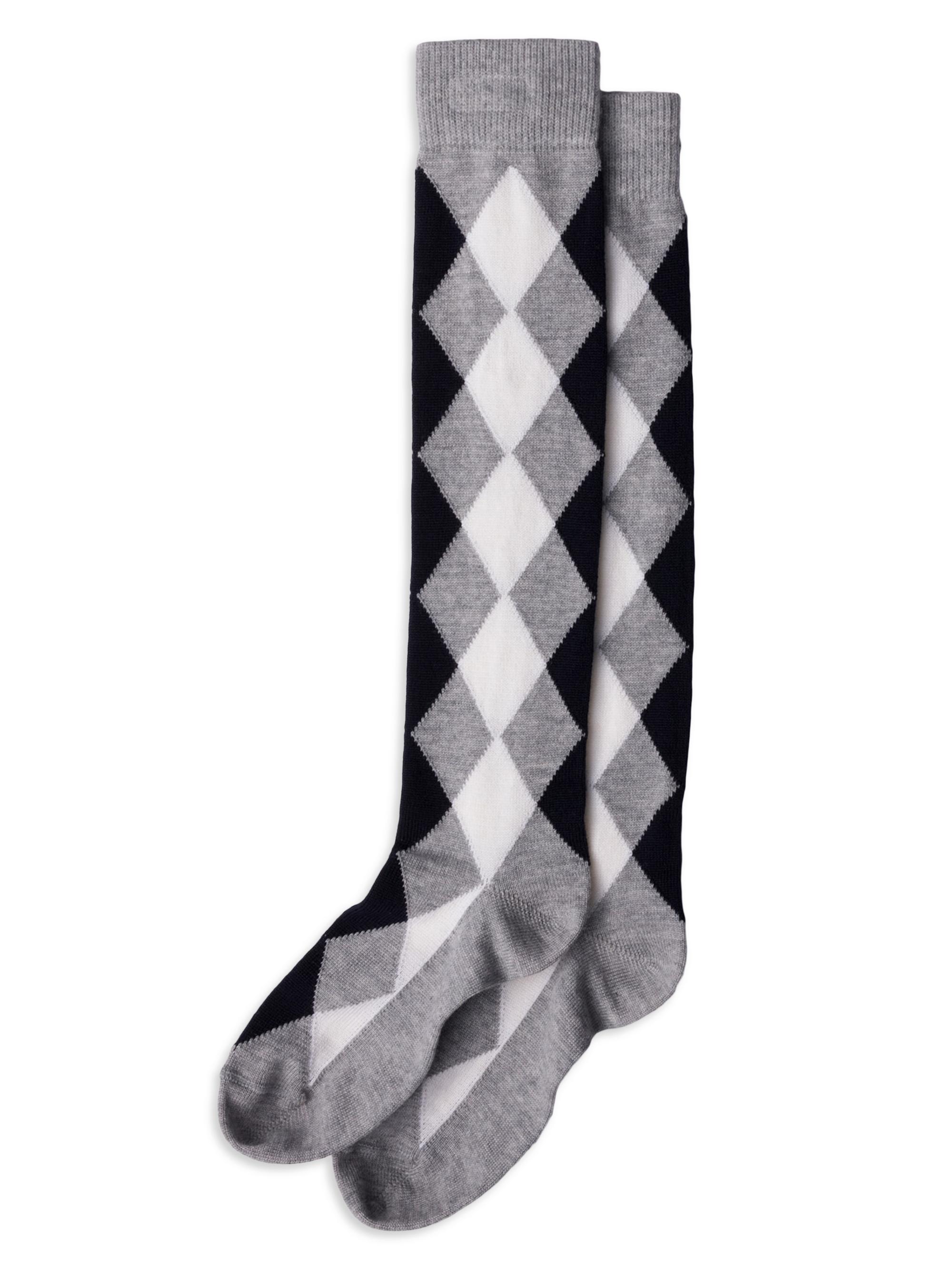 Prada Women's Argyle Wool Socks - Grey