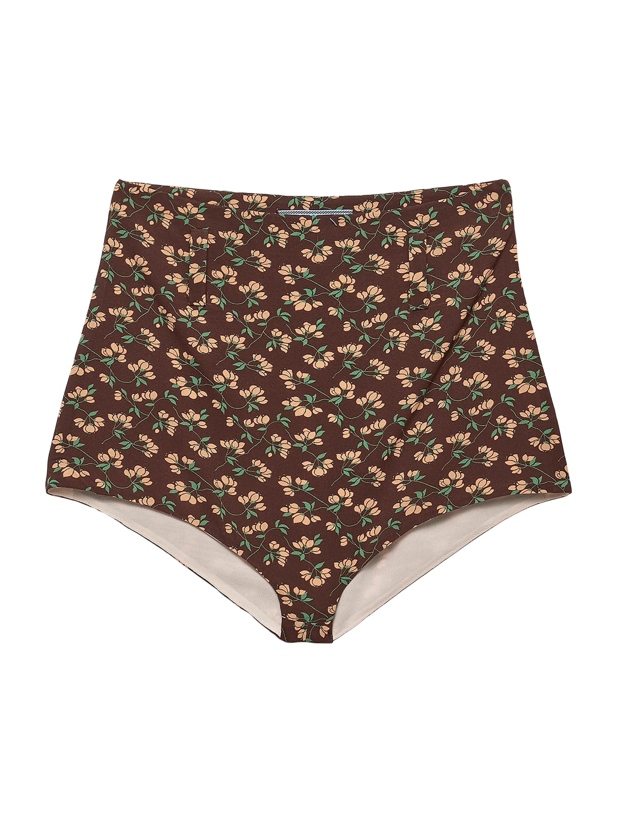 Prada Women's Floral Print Georgette Brief - Brown
