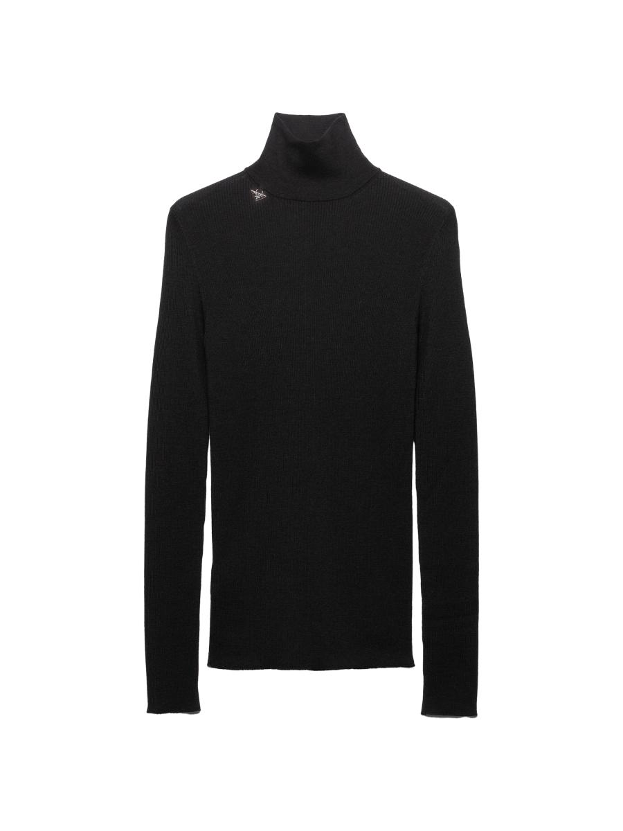 2021 prada ニットポロシャツ ブラック 46 中古・古着通販】PRADA (プラダ) ニットポロシャツ ブラック サイズ:36