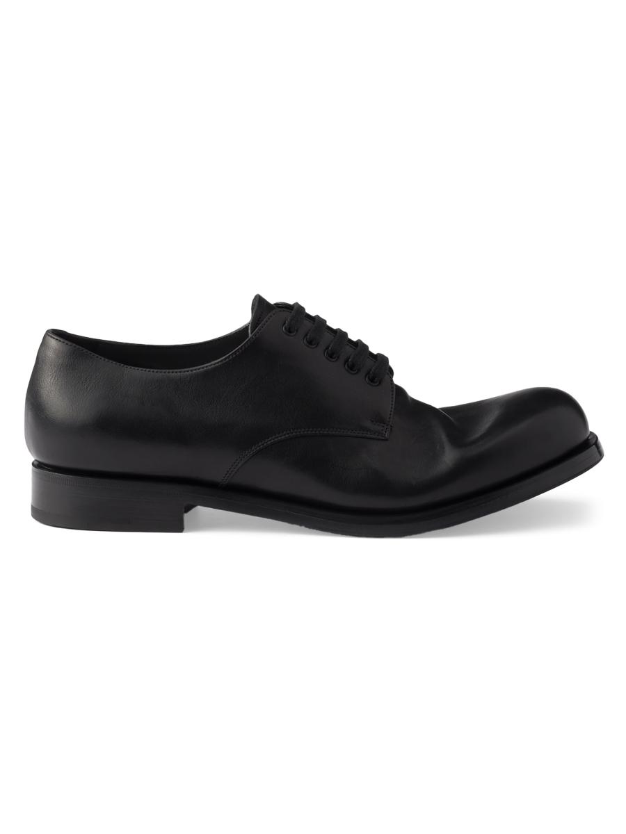 Prada Antiqued Leather Laced Derby Shoes | Saks Fifth Avenue