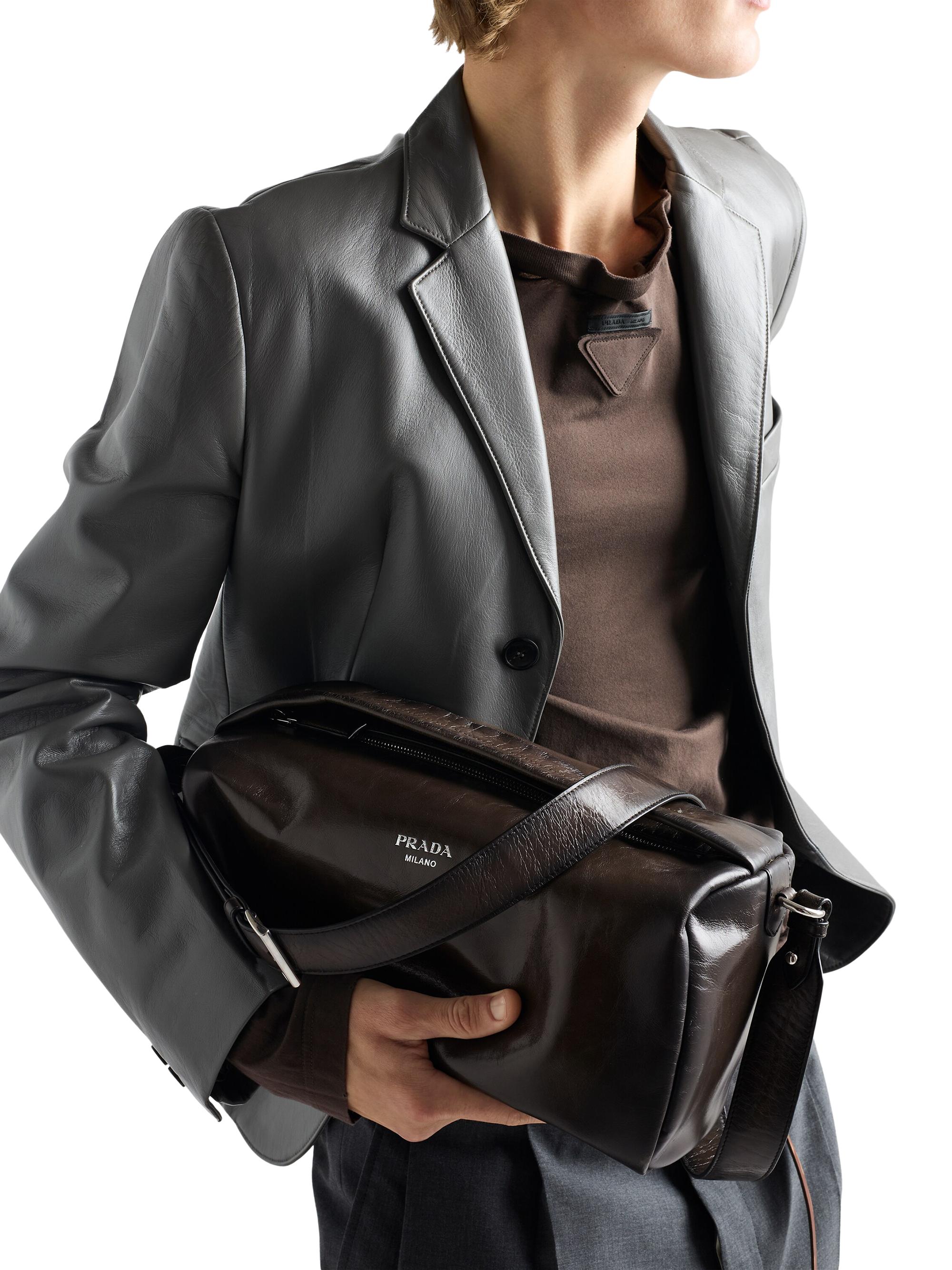 Prada Men's Antiqued Leather Shoulder Bag - Green