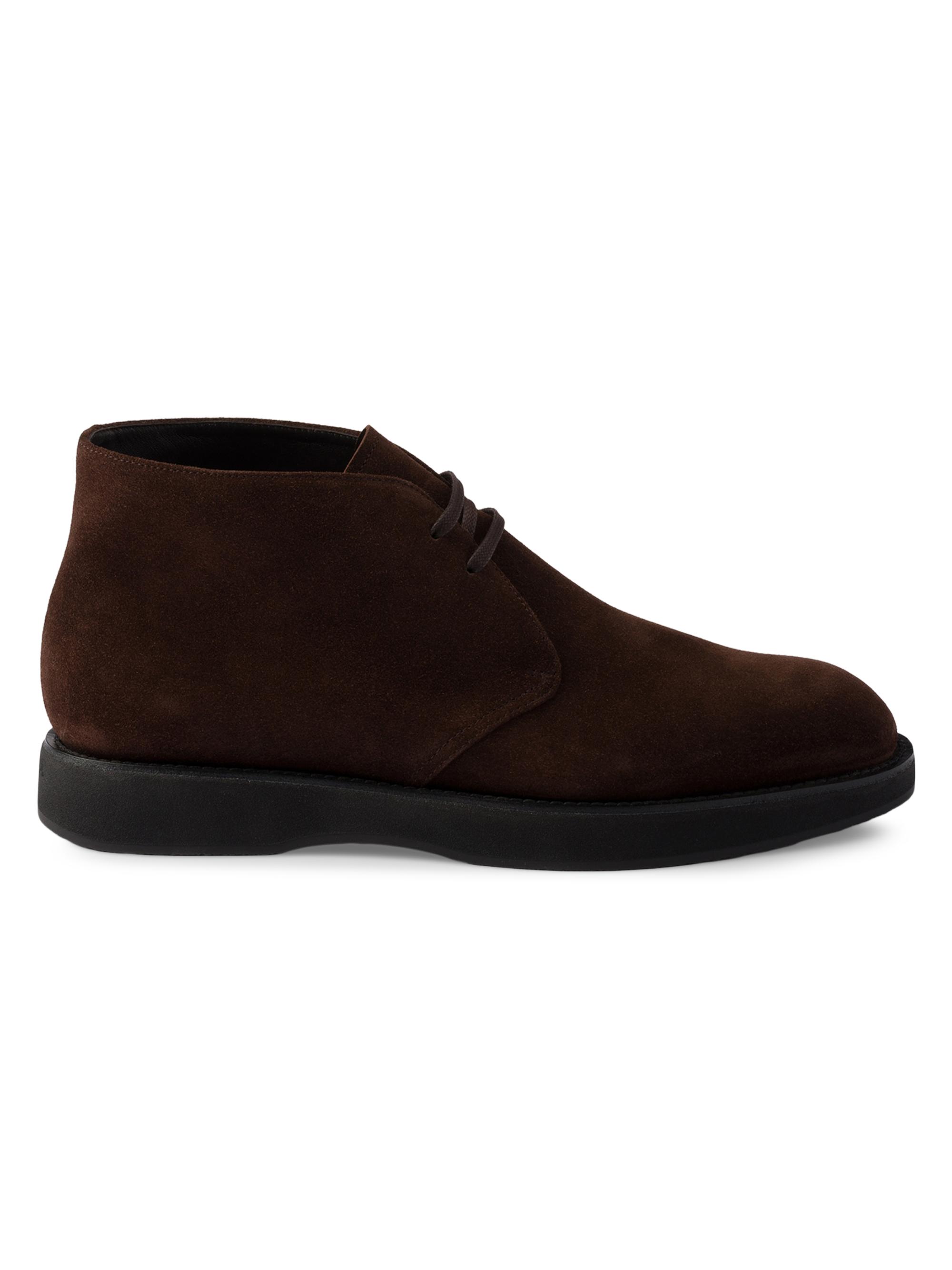 Prada Black Suede Chukka Boots Mens Black Suede PRADA Boots Real Sheepskin Fur Lined Uk 8  main image 2