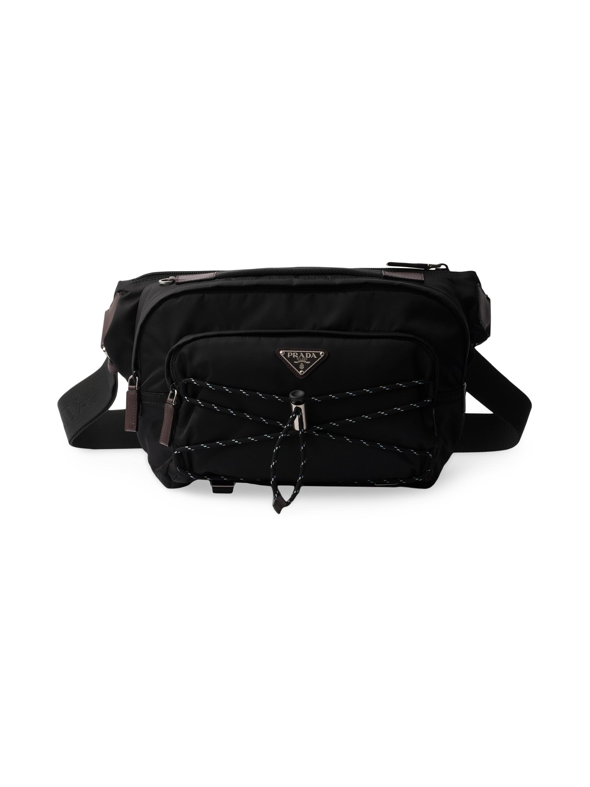 Prada Men's Re-Nylon and Leather Shoulder Bag - Black