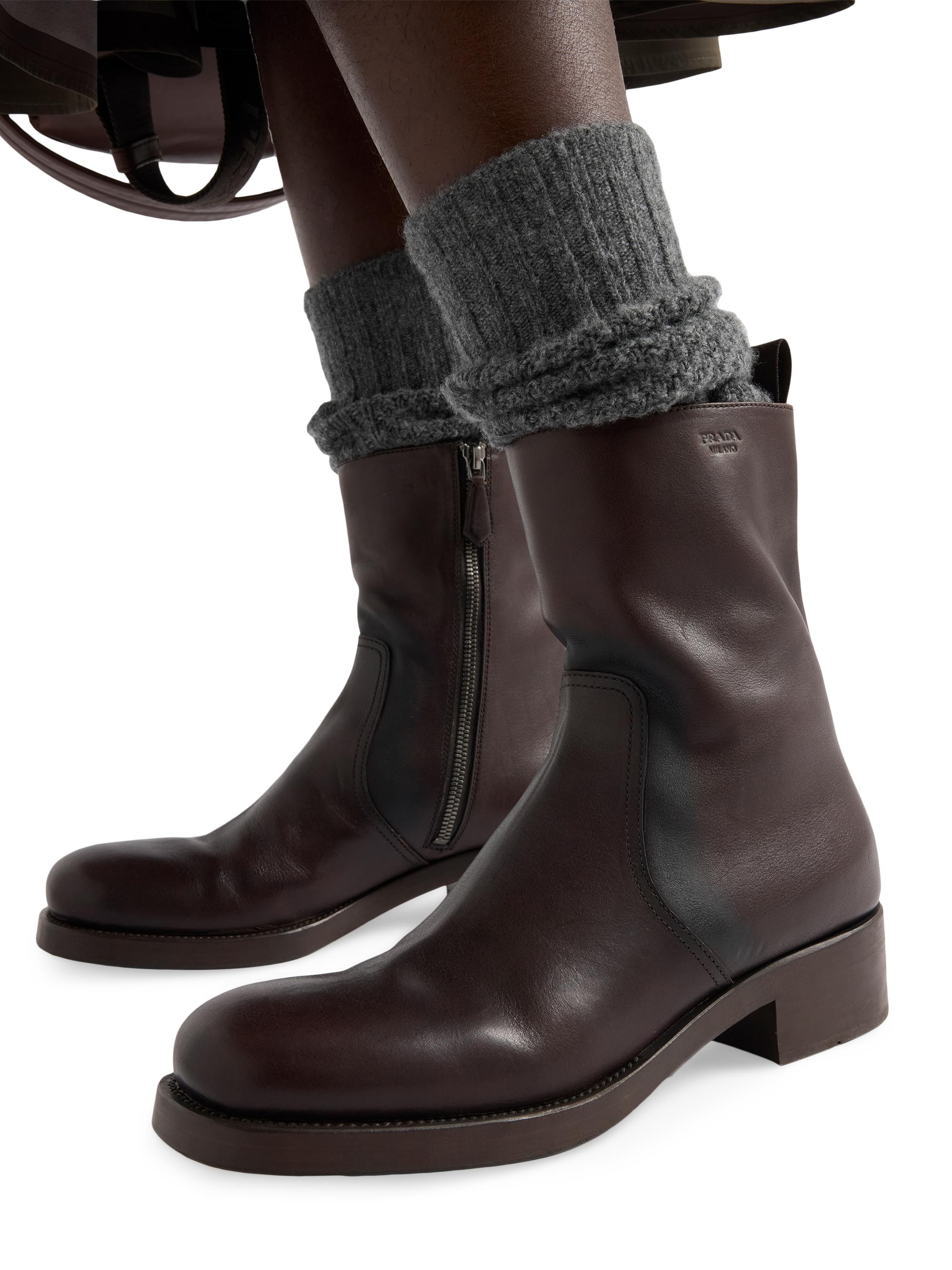 Prada Leather Mid-Calf Boots | Saks Fifth Avenue