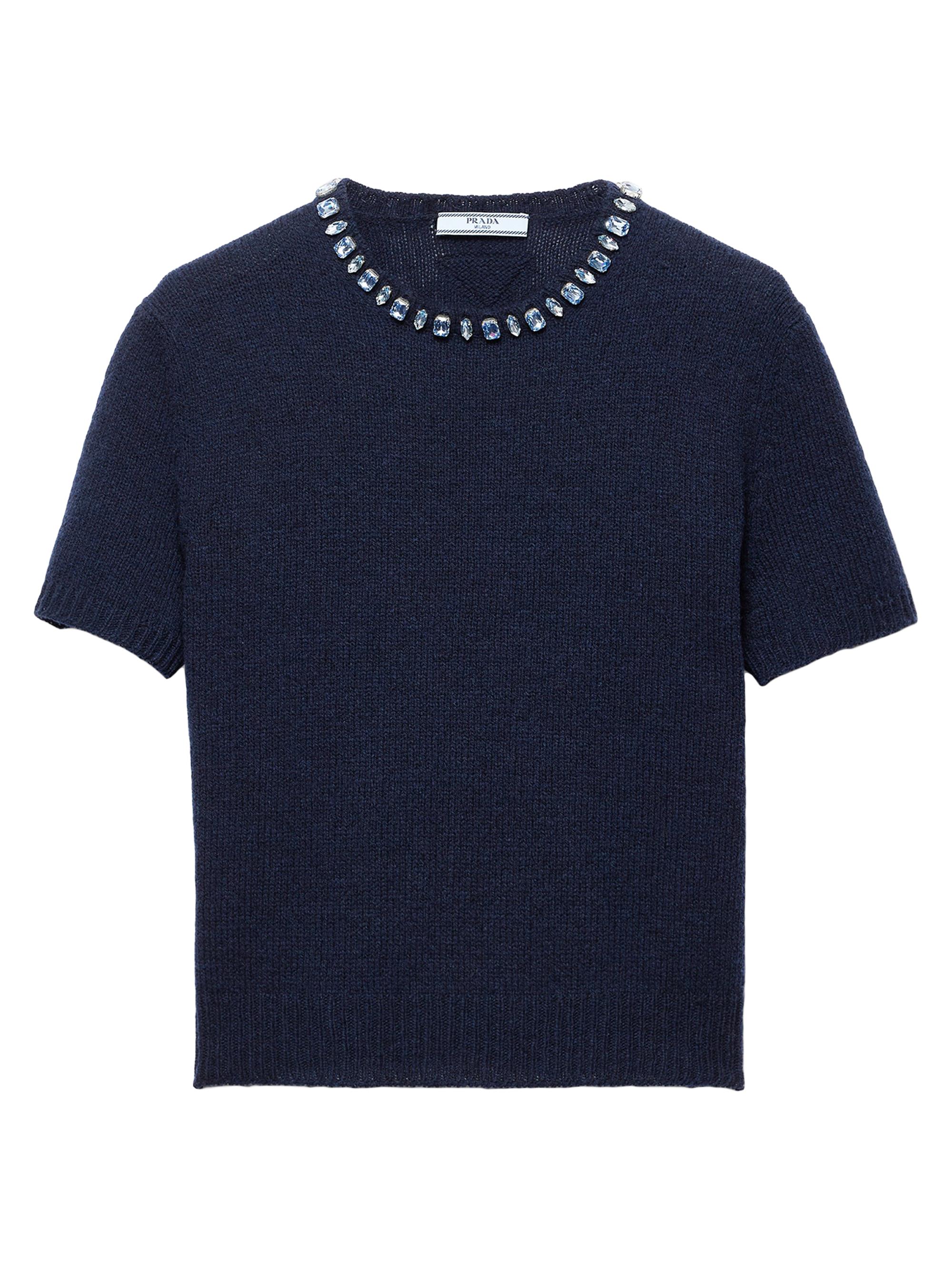 Prada Women's Wool and Cashmere Crew-Neck Sweater - Blue