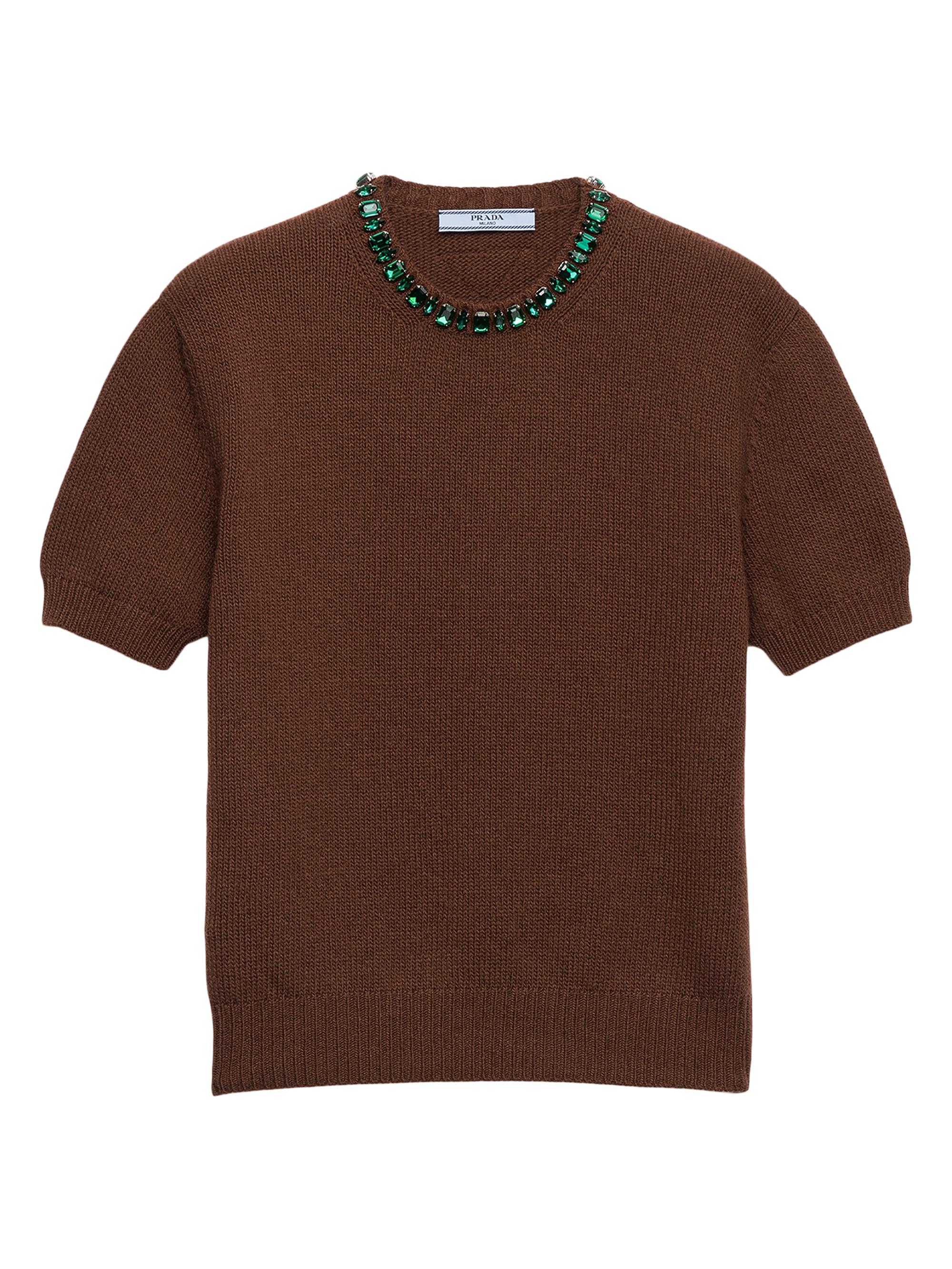 Prada Women's Wool and Cashmere Crew-Neck Sweater - Brown