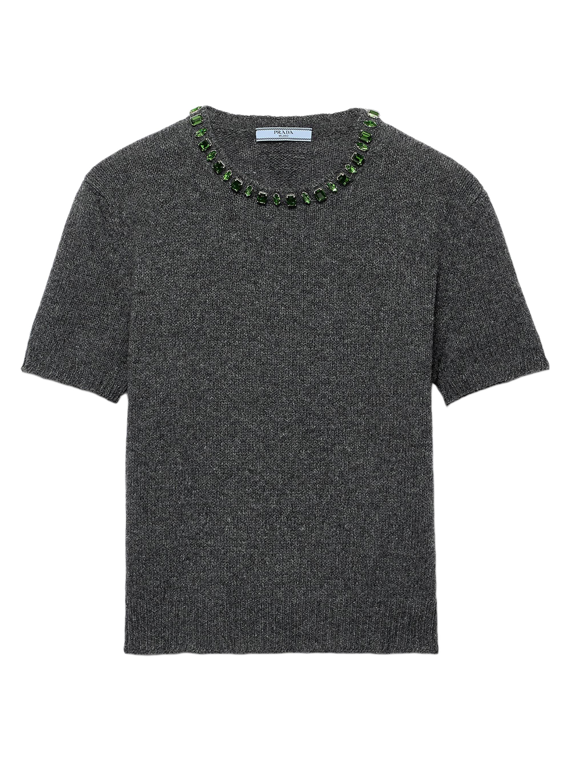 Prada Women's Wool and Cashmere Crew-Neck Sweater - Grey