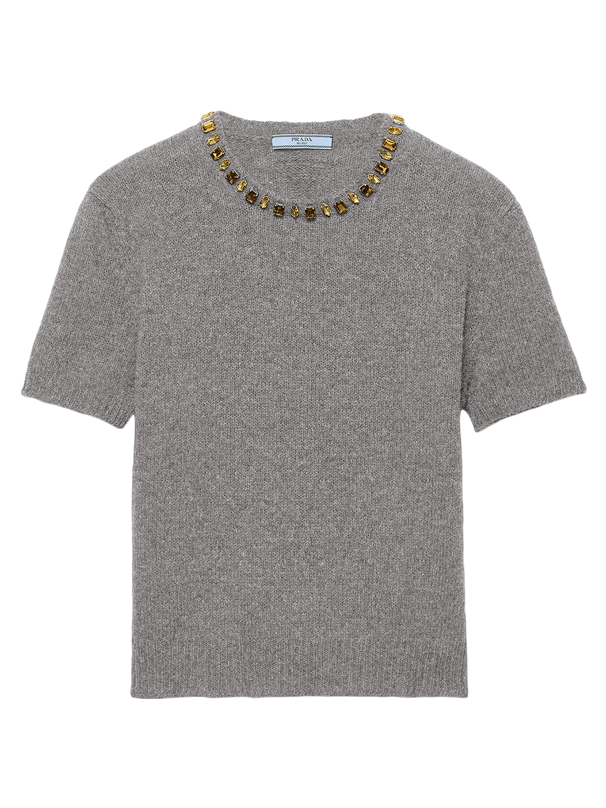 Prada Women's Wool and Cashmere Crew-Neck Sweater - Light Grey