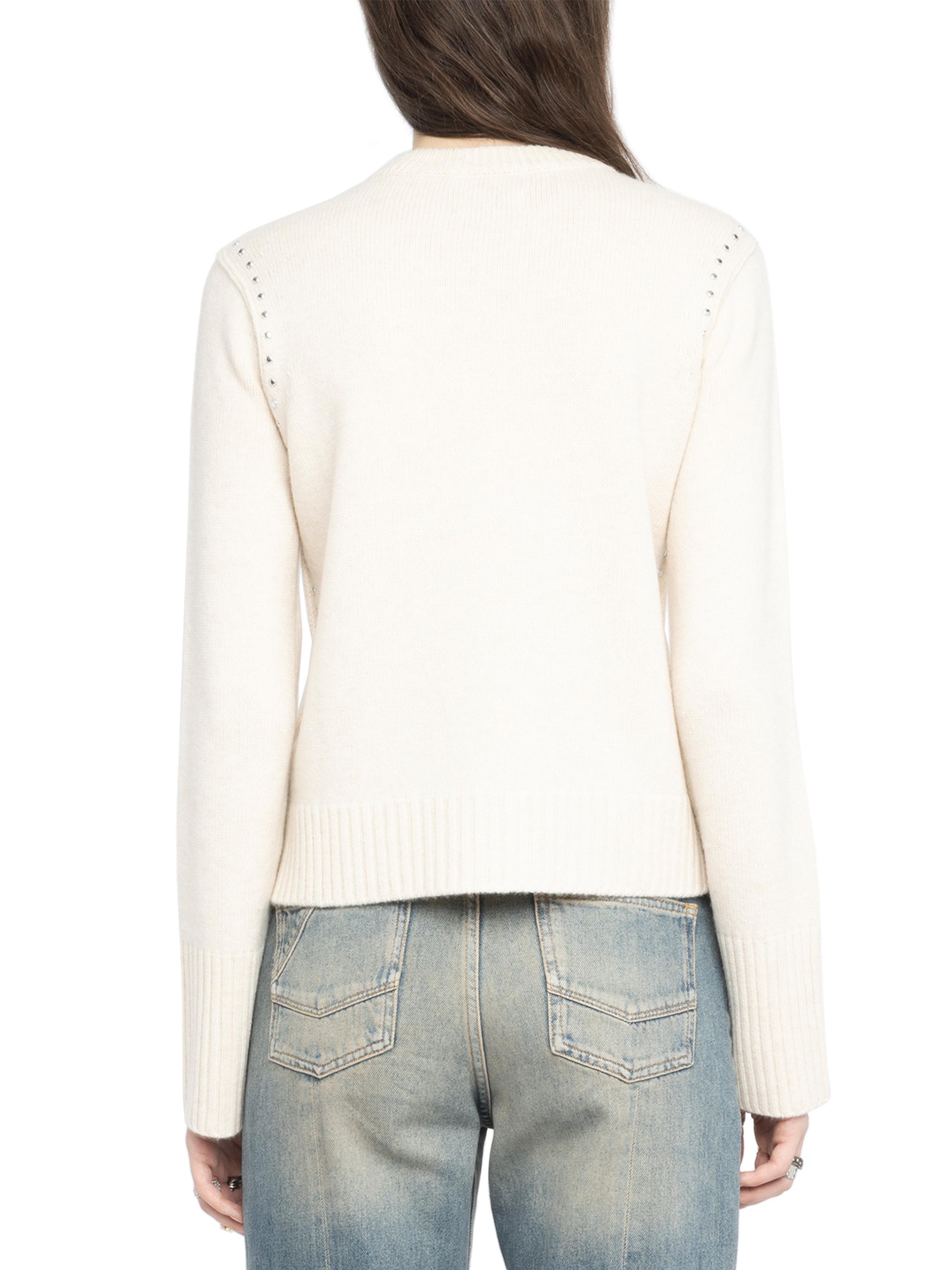 新品タグ付　ZADIG & VOLTAIRE 総柄 Vネックニット S 希少 Zadig & Voltaire Nalty Studded Wool-Cashmere Crewneck Sweater