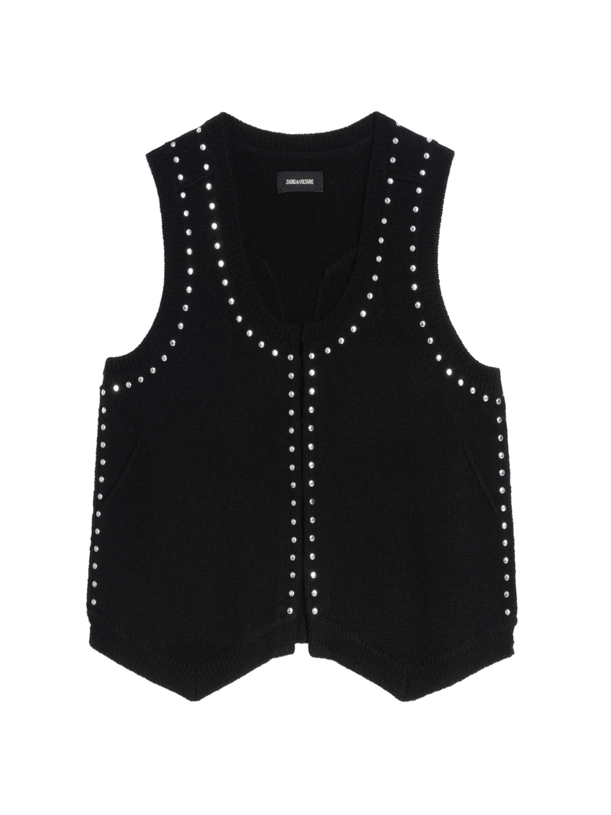 Zadig & Voltaire Women's Dublin Studded Wool-Cashmere Sweater Vest - Black
