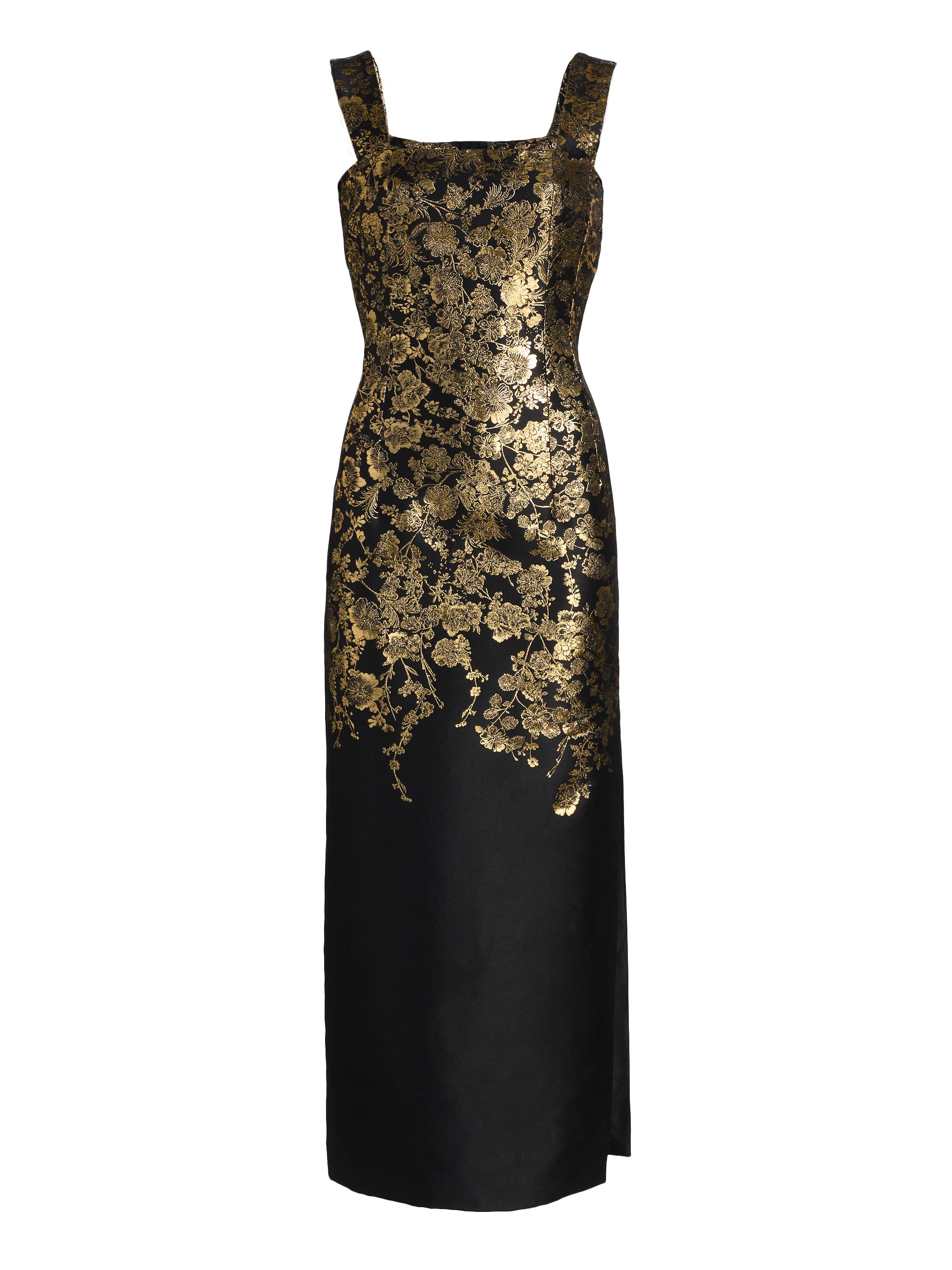 Adam Lippes Women's Floral Brocade Shealth Dress - Black Gold