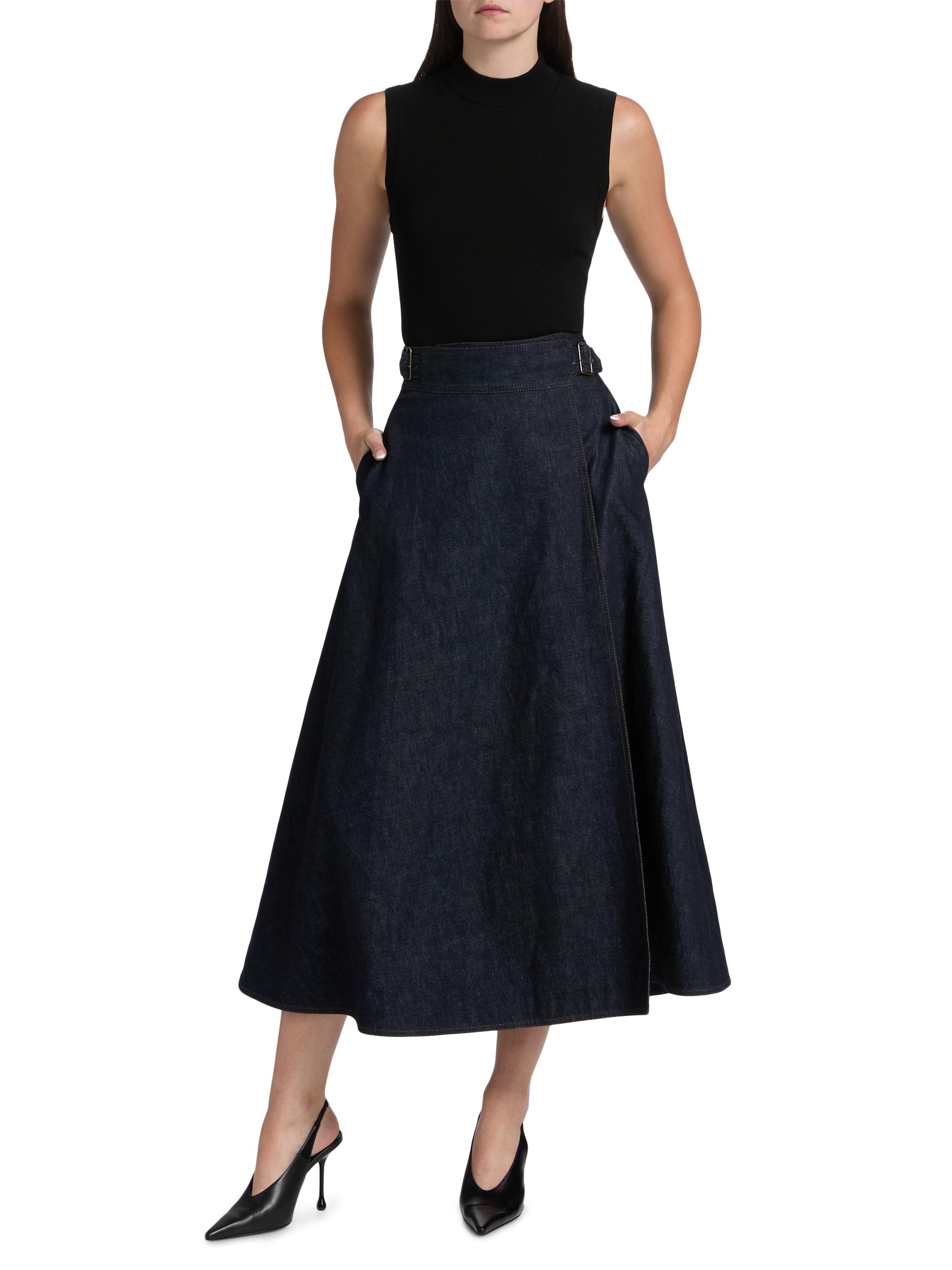 アムステルダム　　ロンスプ　レデース Adam Lippes Caspian Denim Wrap Skirt | Saks Fifth Avenue
