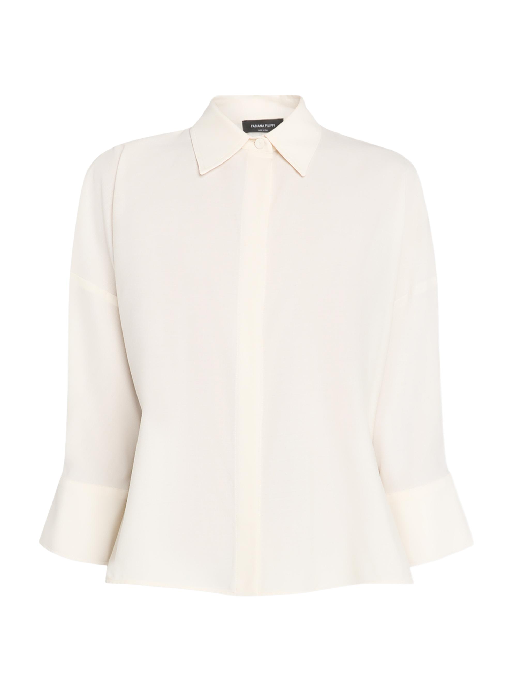 Fabiana Filippi Women's Bistretch Wool Tulle-Trim Button-Front Shirt - Burro