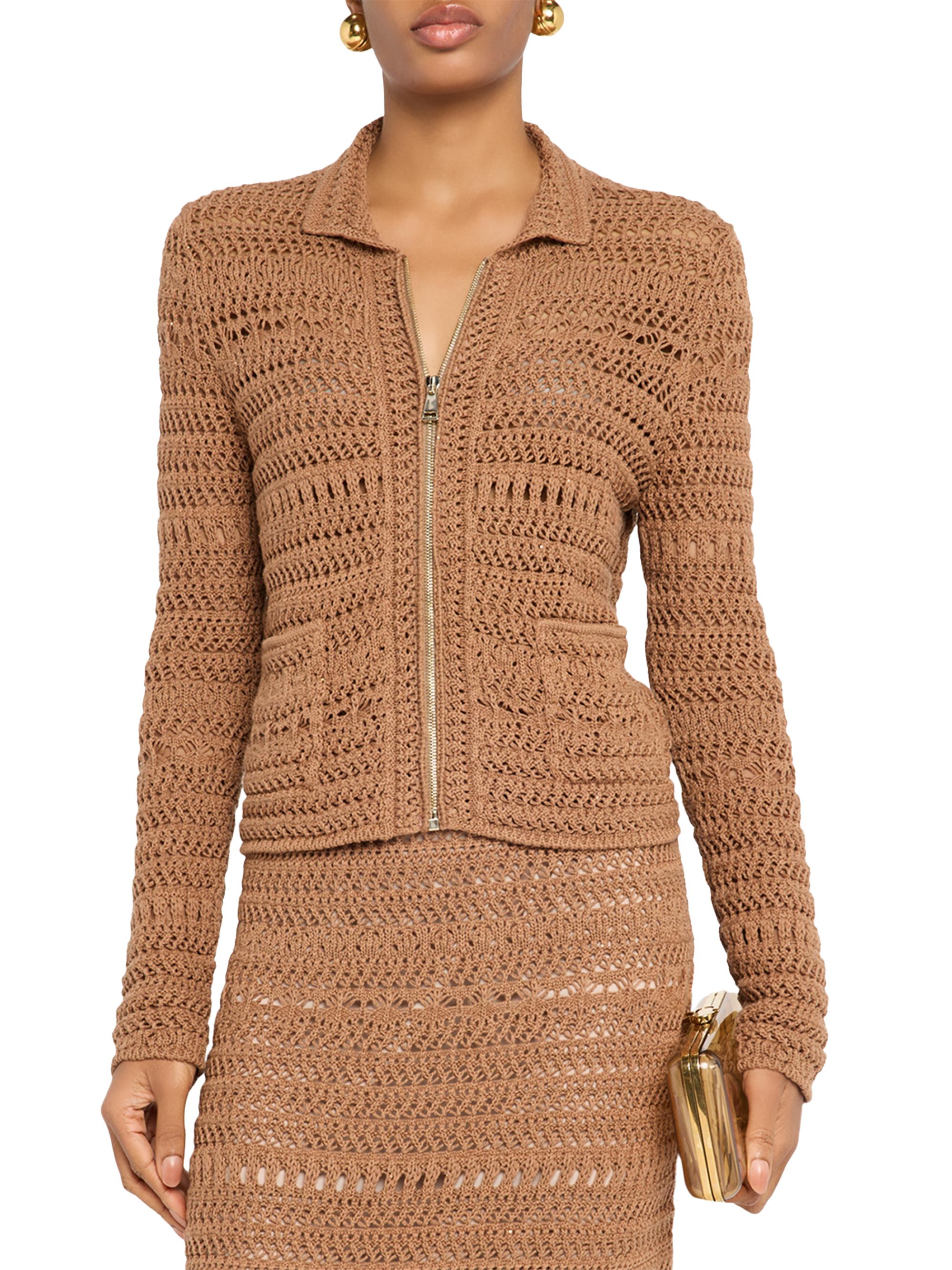 美品　極上イタリア製FABIANA FILIPPI 高級ニットジャケット カーキ Fabiana Filippi Textured Open Knit Jacket | Saks Fifth Avenue