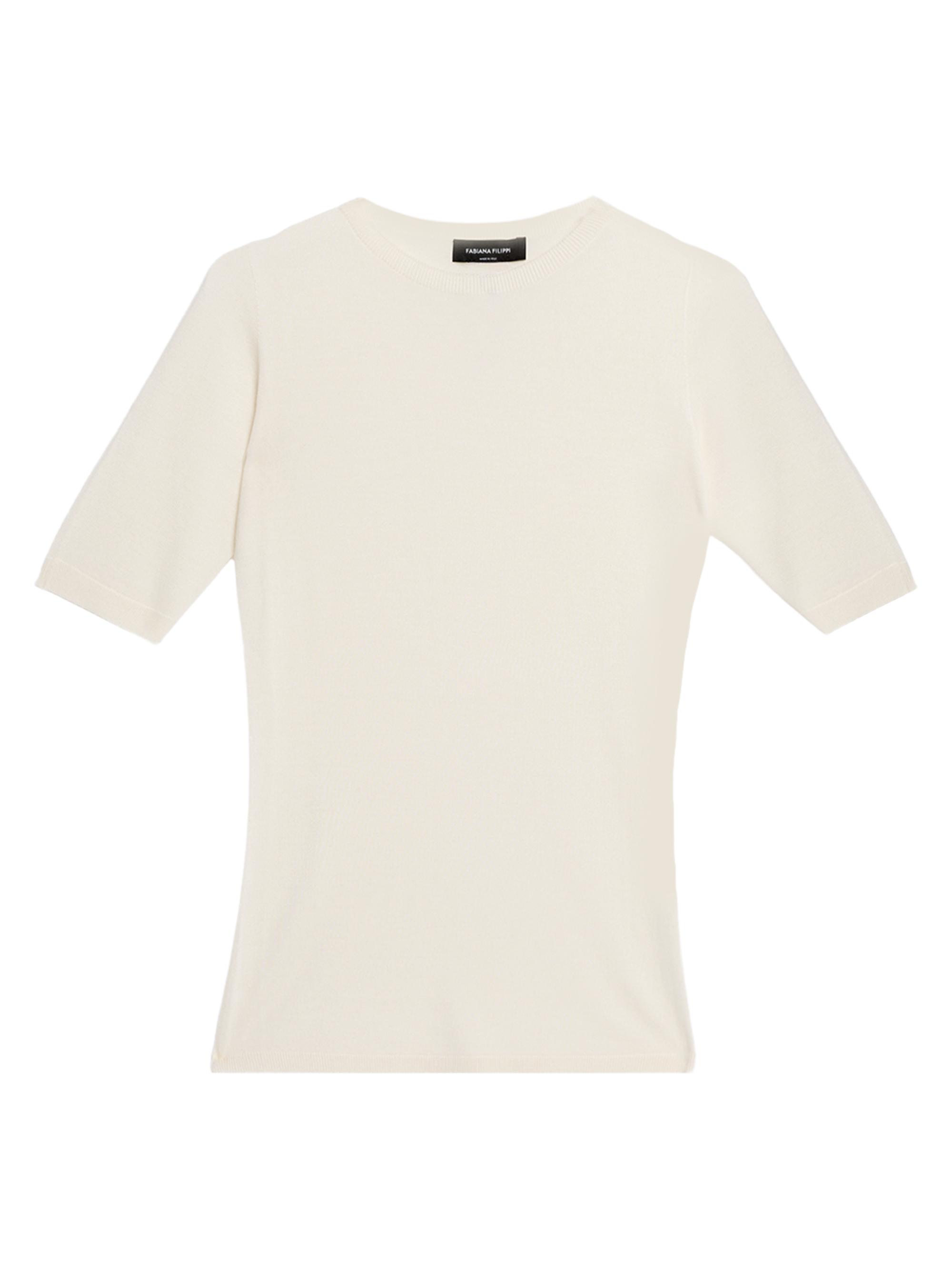 Fabiana Filippi Women's Cashmere-Silk Short-Sleeve Crewneck Sweater - Rafia