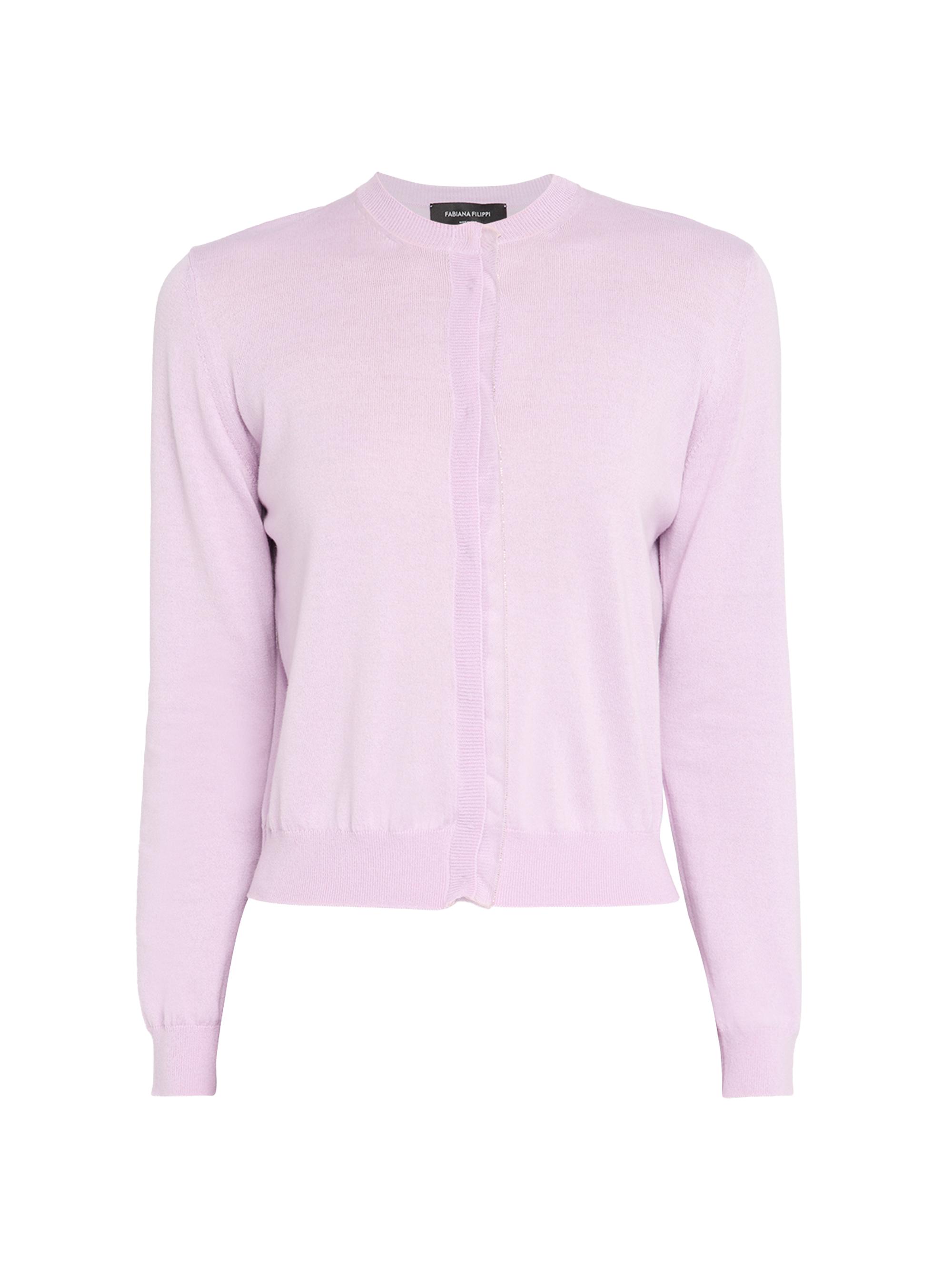 Fabiana Filippi Women's Diamante Trim Slim-Fit Wool-Cotton Cardigan - Rosa Lilla