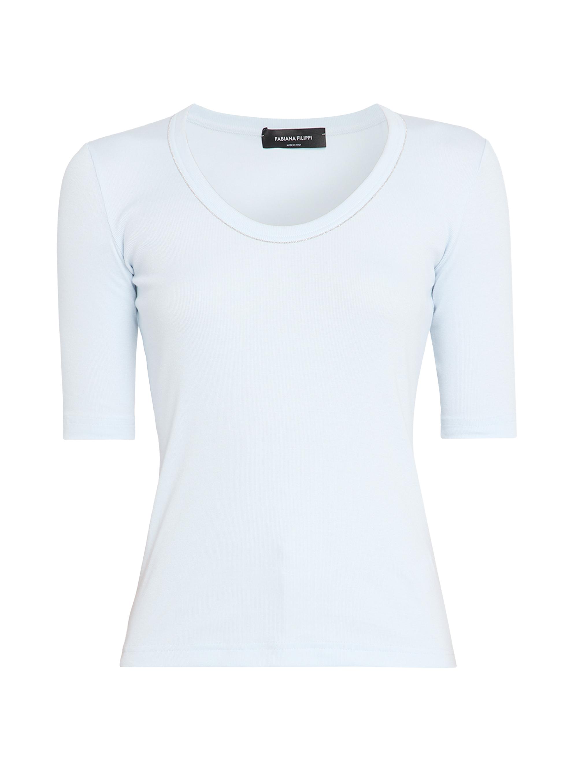 Fabiana Filippi Women's Jersey Cotton U-Neck T-Shirt - Acqua