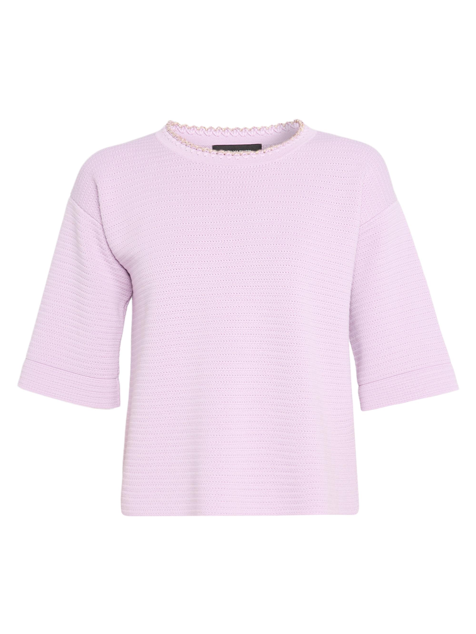 Fabiana Filippi Women's Basket Weave Short-Sleeve Sweater - Rosa Lilla