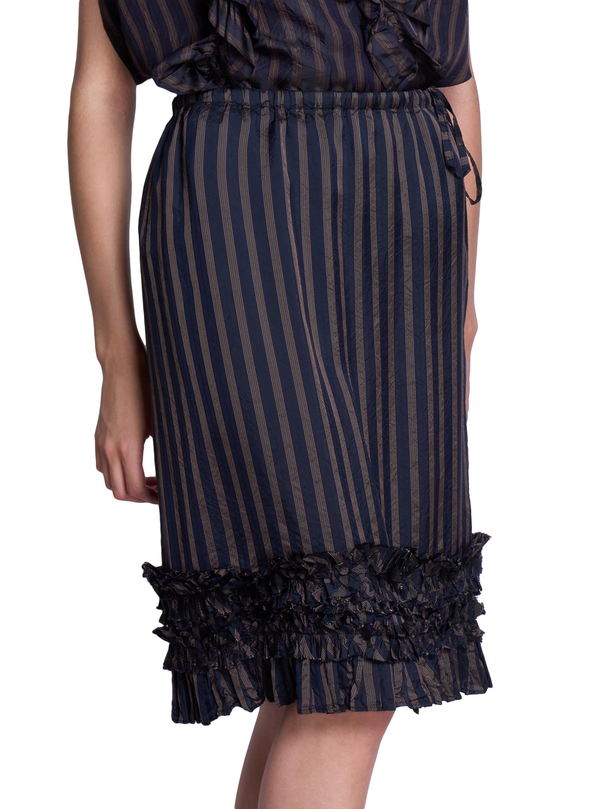 Dries Van Noten Scotts Ruffle-Trim Striped Knee-Length Skirt