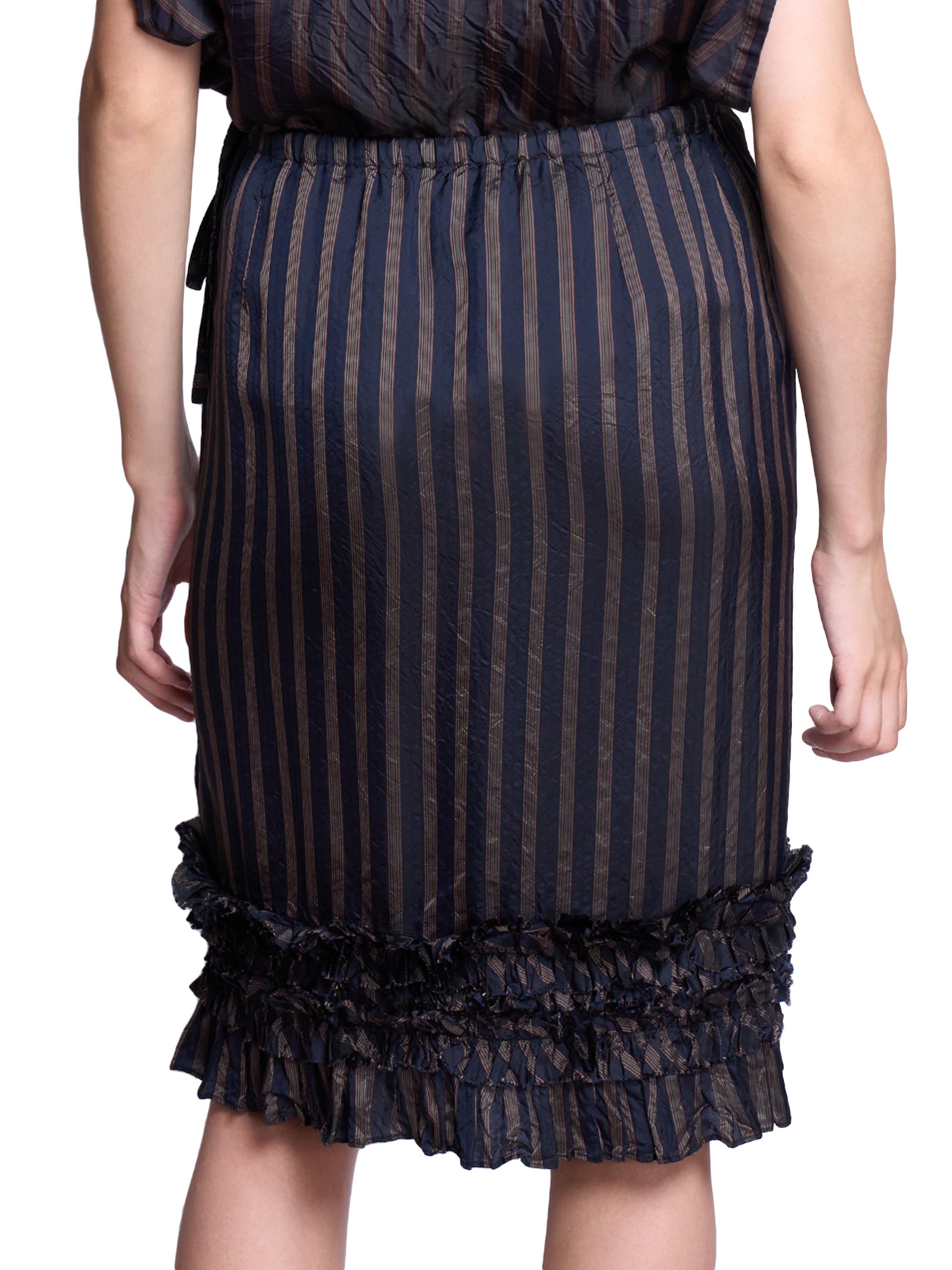 DRIES VAN NOTEN／ドリス／14FW／ストライプフリルスカート Dries Van Noten Scotts Ruffle-Trim Striped Knee-Length Skirt