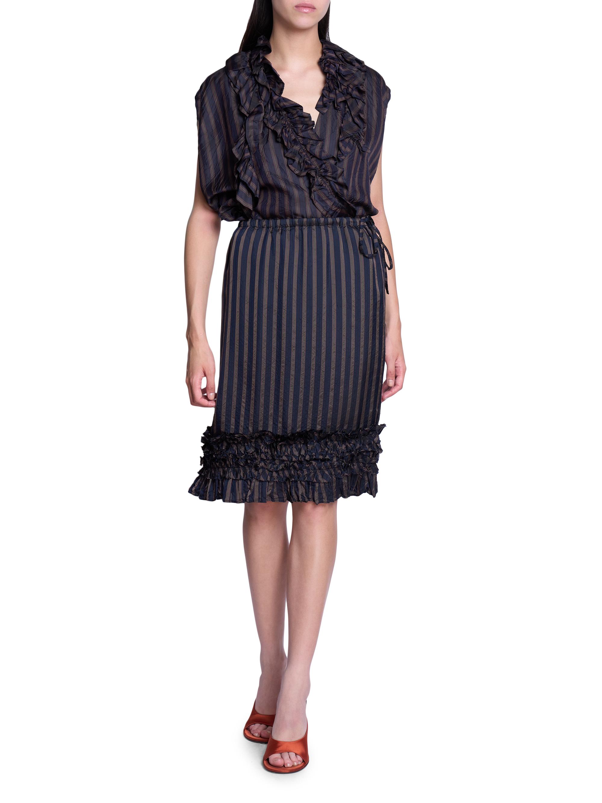 DRIES VAN NOTEN／ドリス／14FW／ストライプフリルスカート Dries Van Noten Scotts Ruffle-Trim Striped Knee-Length Skirt
