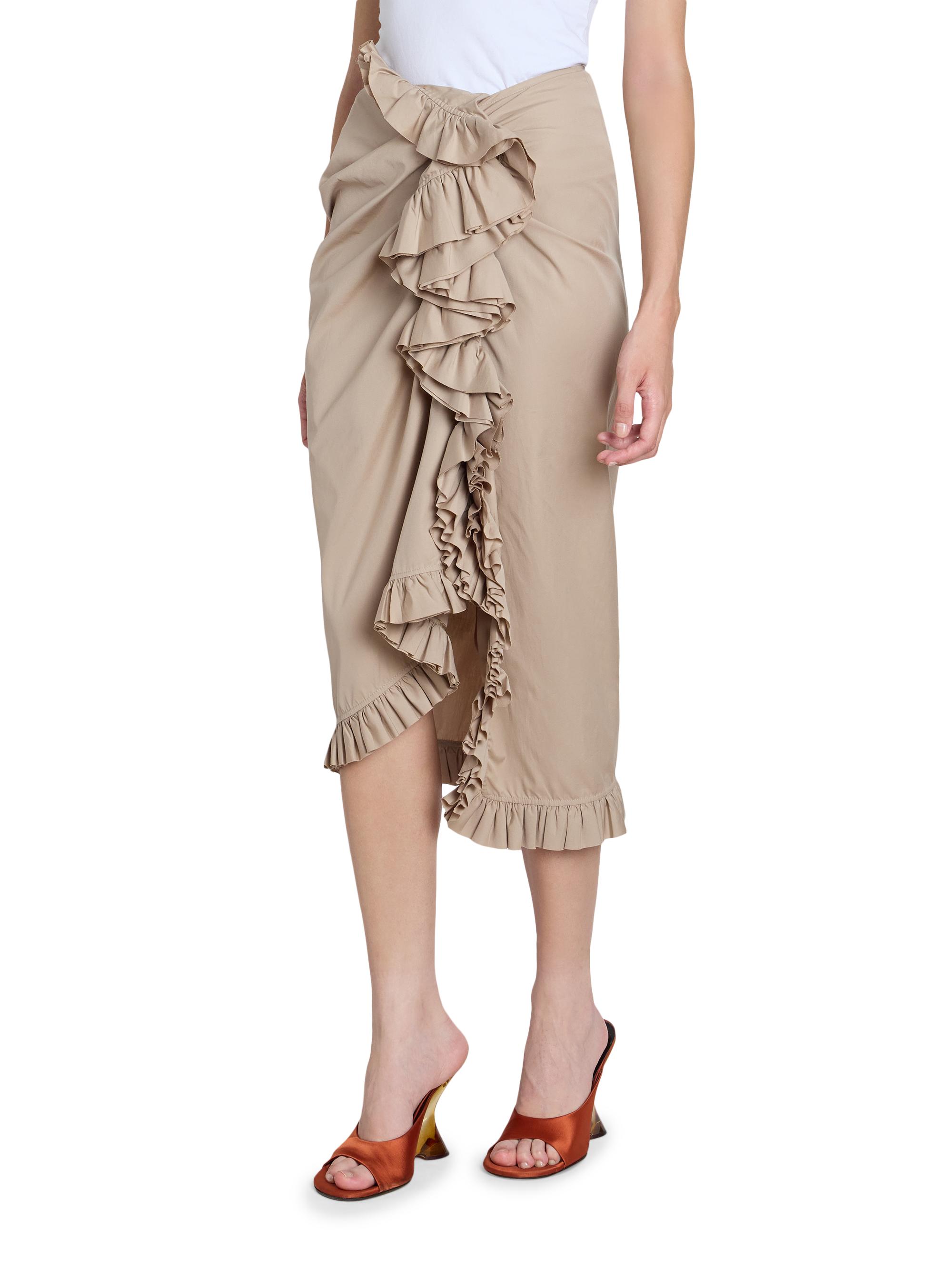 Dries Van Noten シルクアシンメトリー ロングスカート ベルギー製 Dries Van Noten Sina Asymmetric Ruffled Cotton Midi-Skirt | Saks
