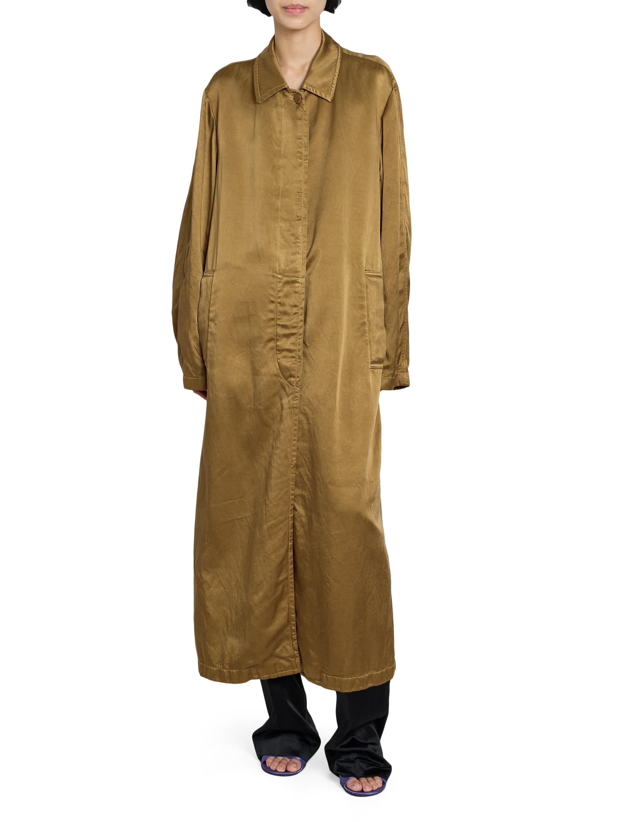 DRIES VAN NOTEN ステンカラーコート ベージュブラック 刺繍 希少 Dries Van Noten Raltonas Satin Oversized Single-Breasted Coat