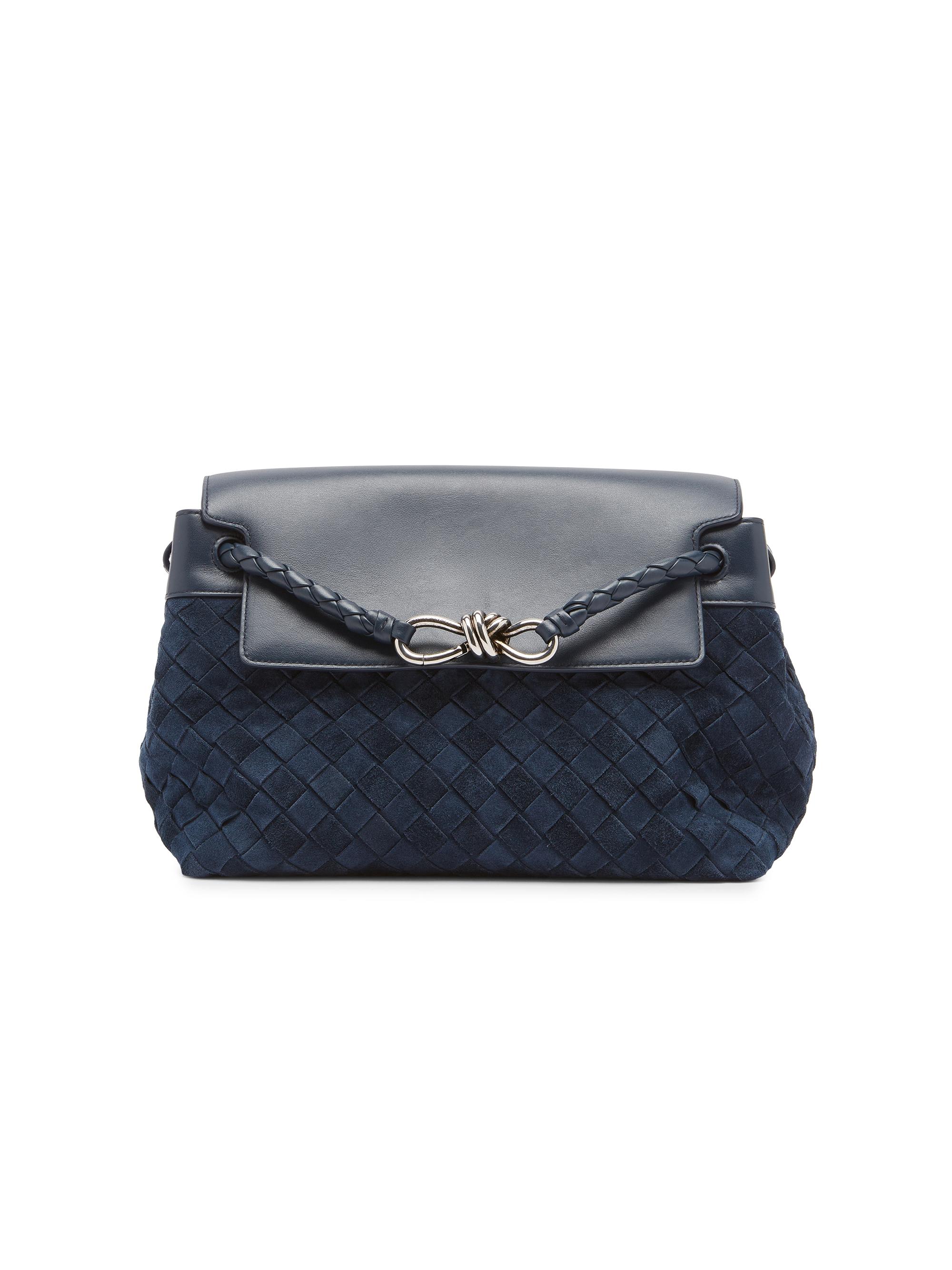 Bottega Veneta Men's  Andiamo Leather Messenger Bag - Neptune Vintage Silver