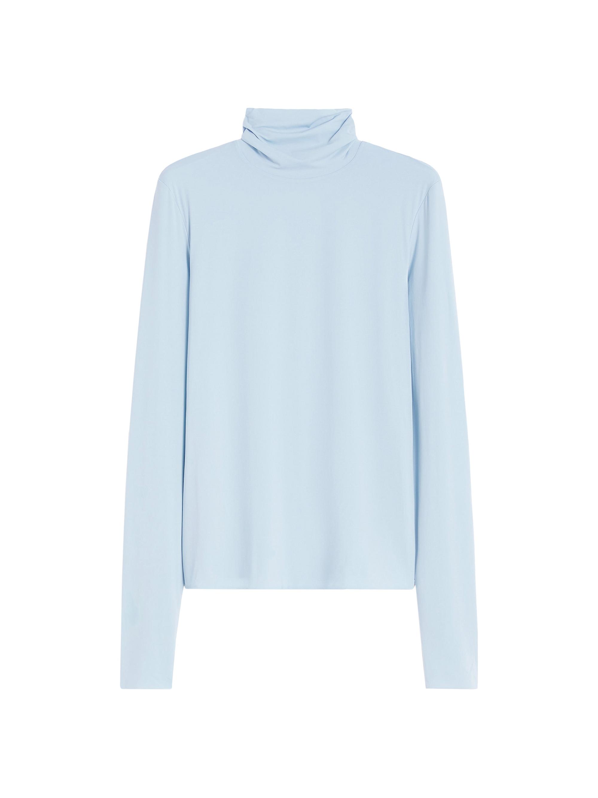 Sportmax Women's Skintight Jersey Polo Neck Sweater - Light Blue
