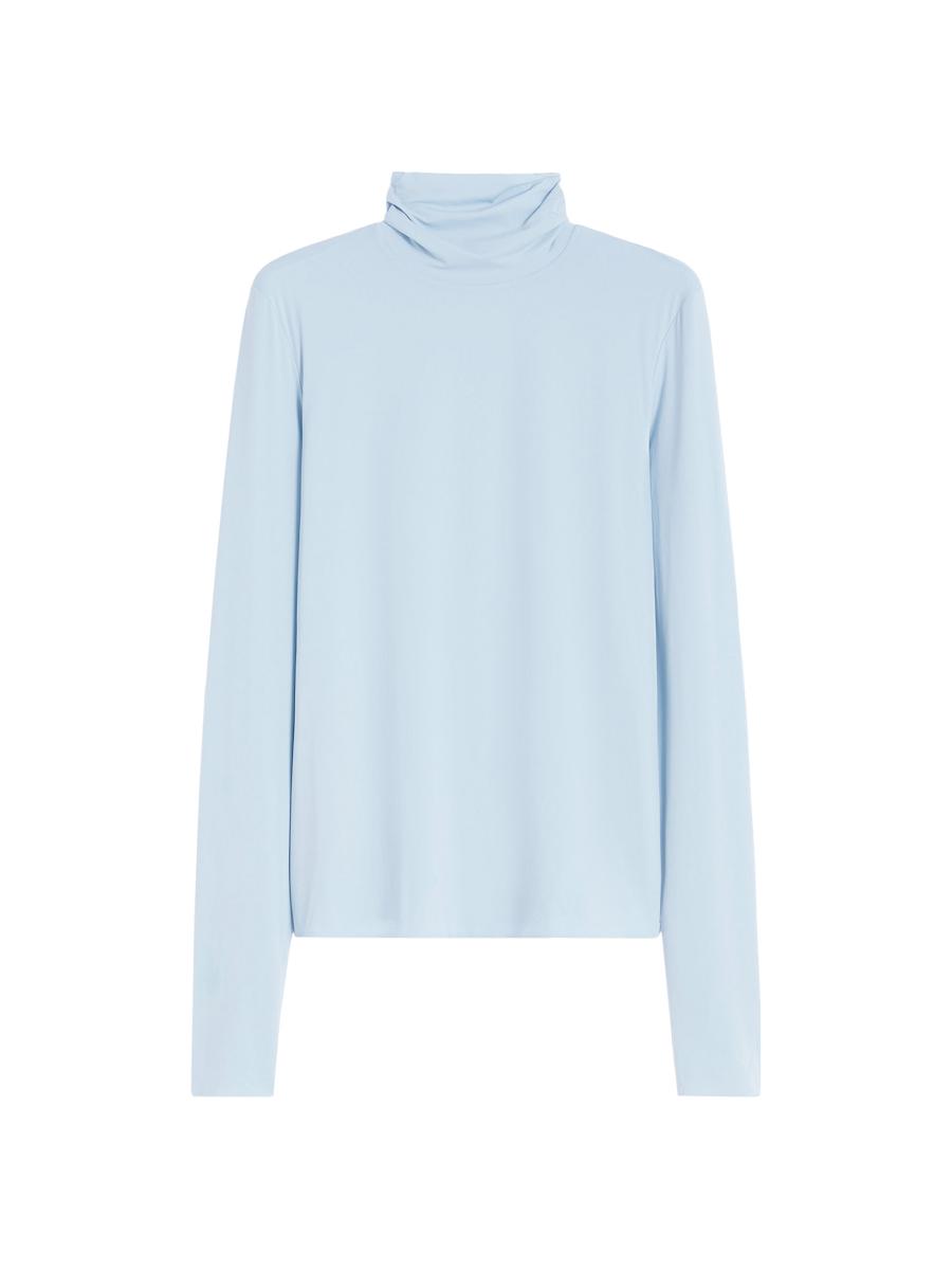 Sportmax Women's Skintight Jersey Polo Neck Sweater In Blue