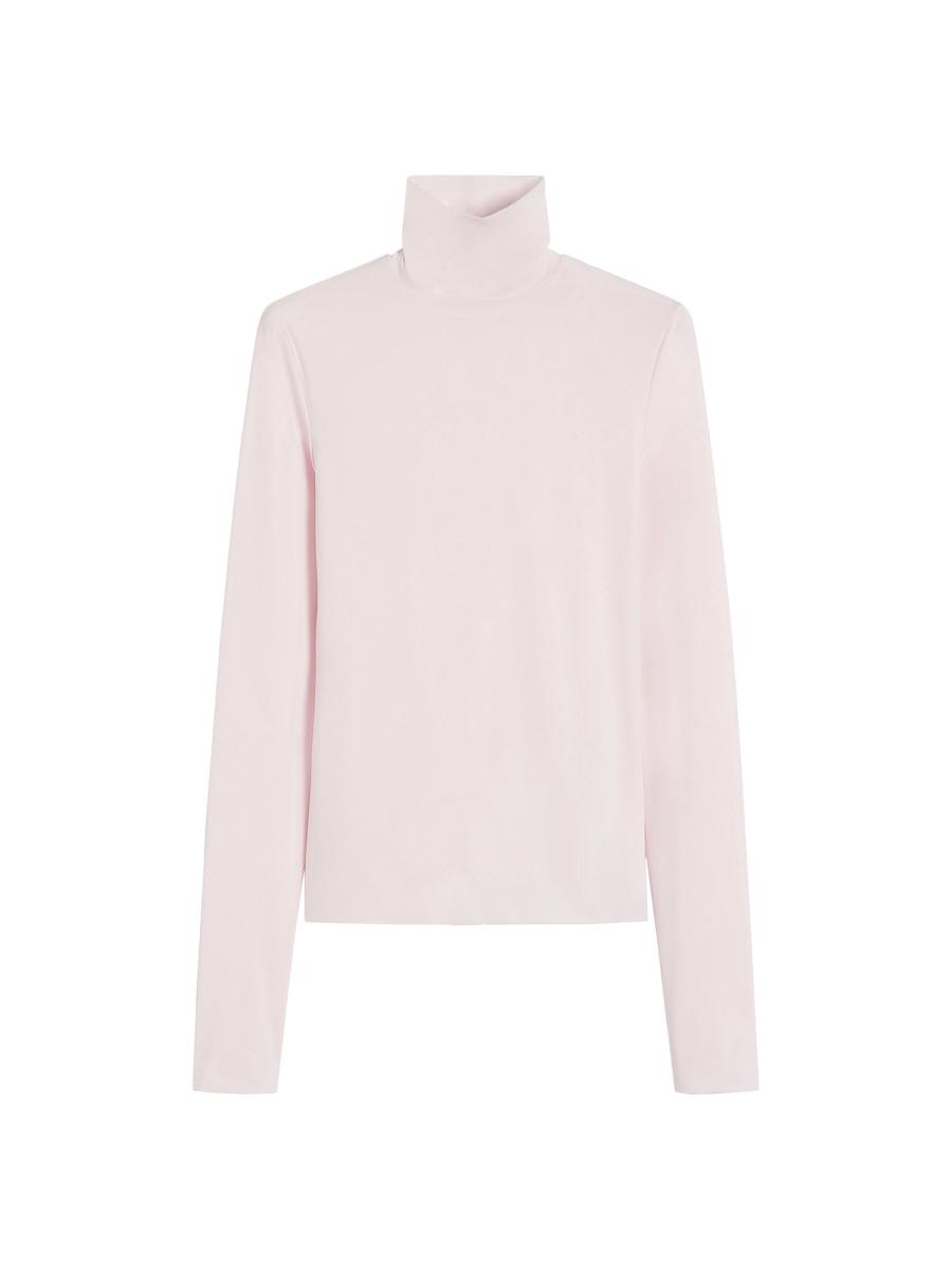 Sportmax Women's Skintight Jersey Polo Neck Sweater In Pink