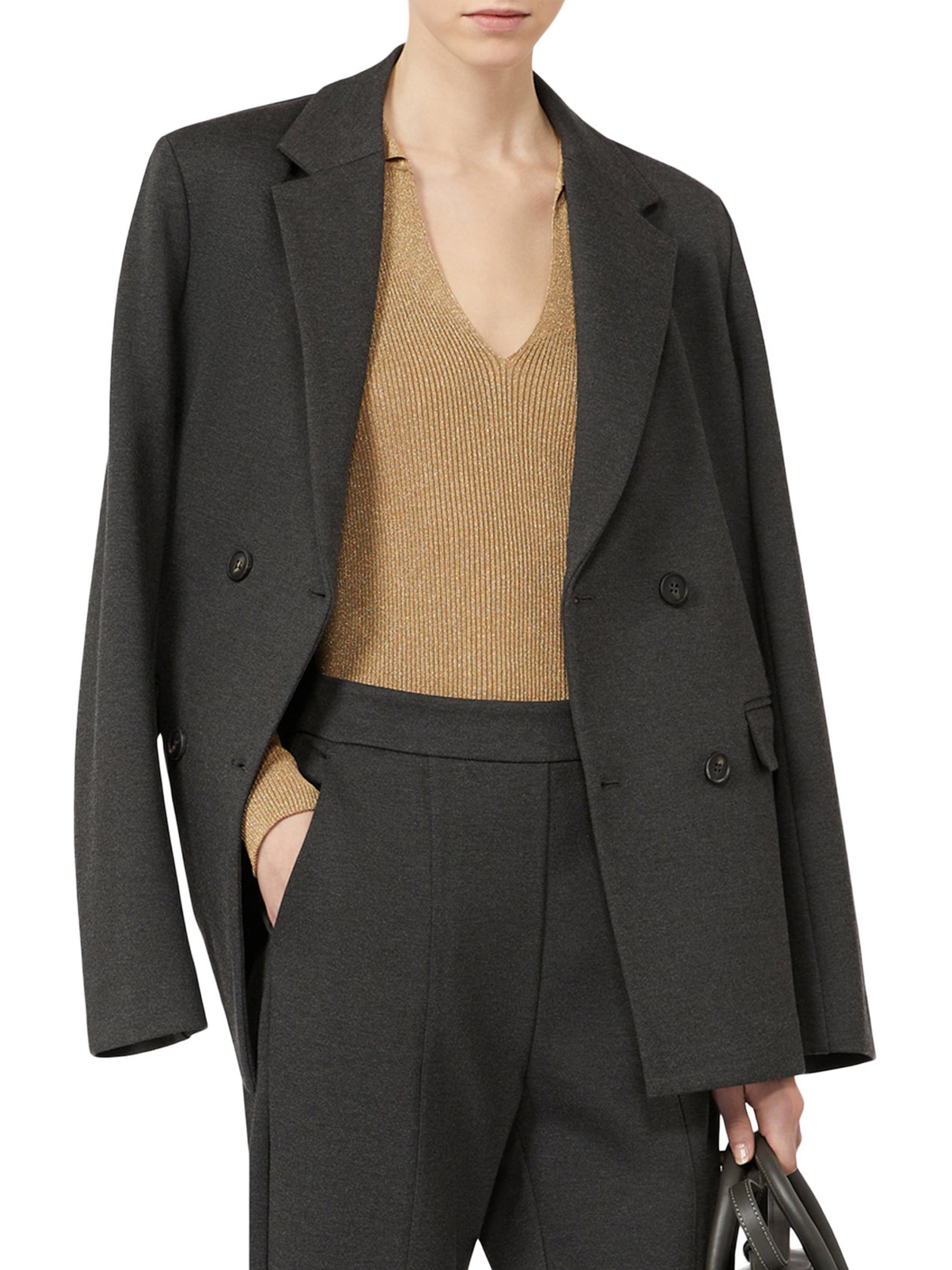 MM Max Mara Women's Lurex V-Neck Sweater - Light Gold