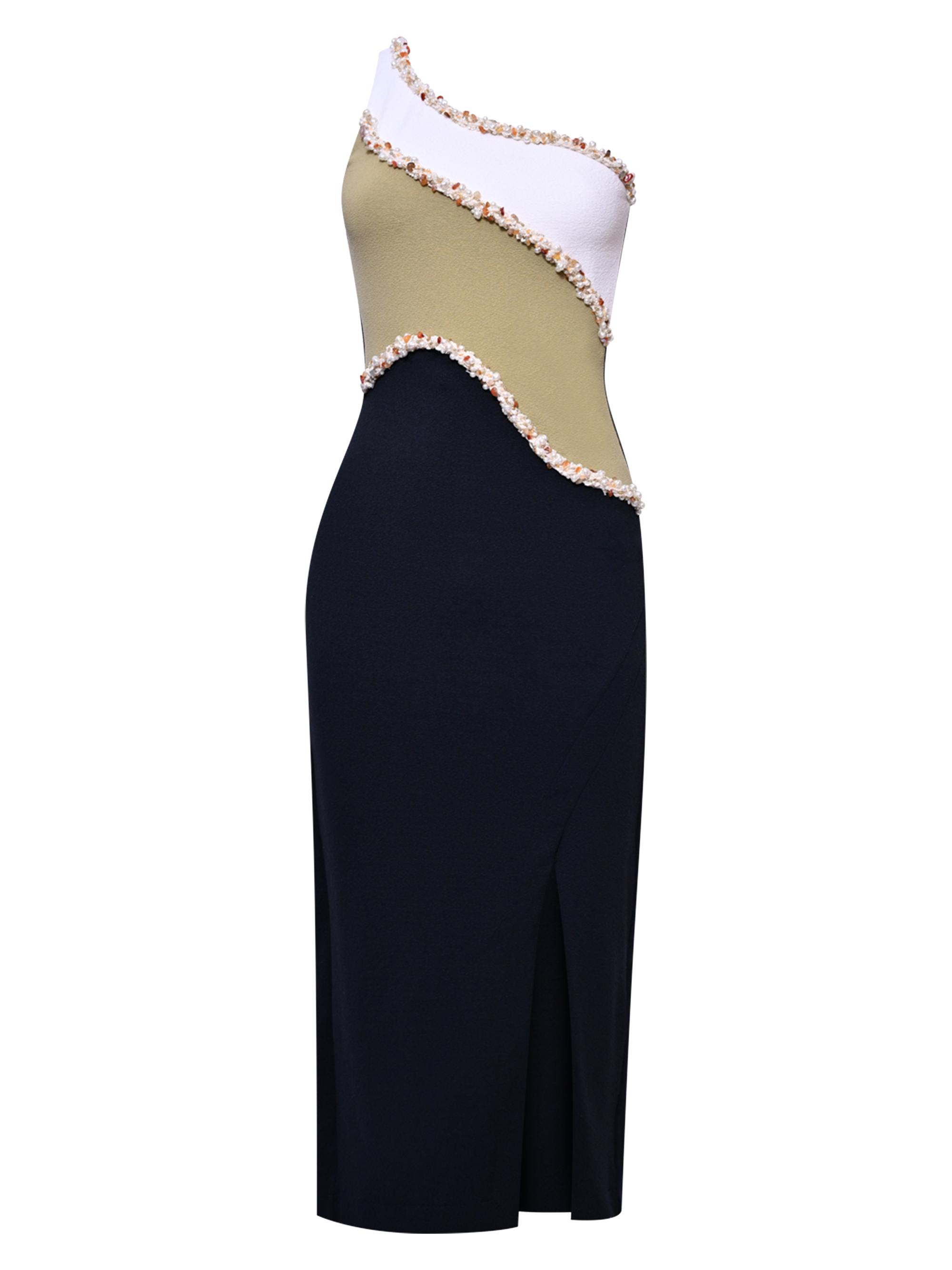 PatBO Women's Jade Colorblocked One-Shoulder Midi-Dress - Black