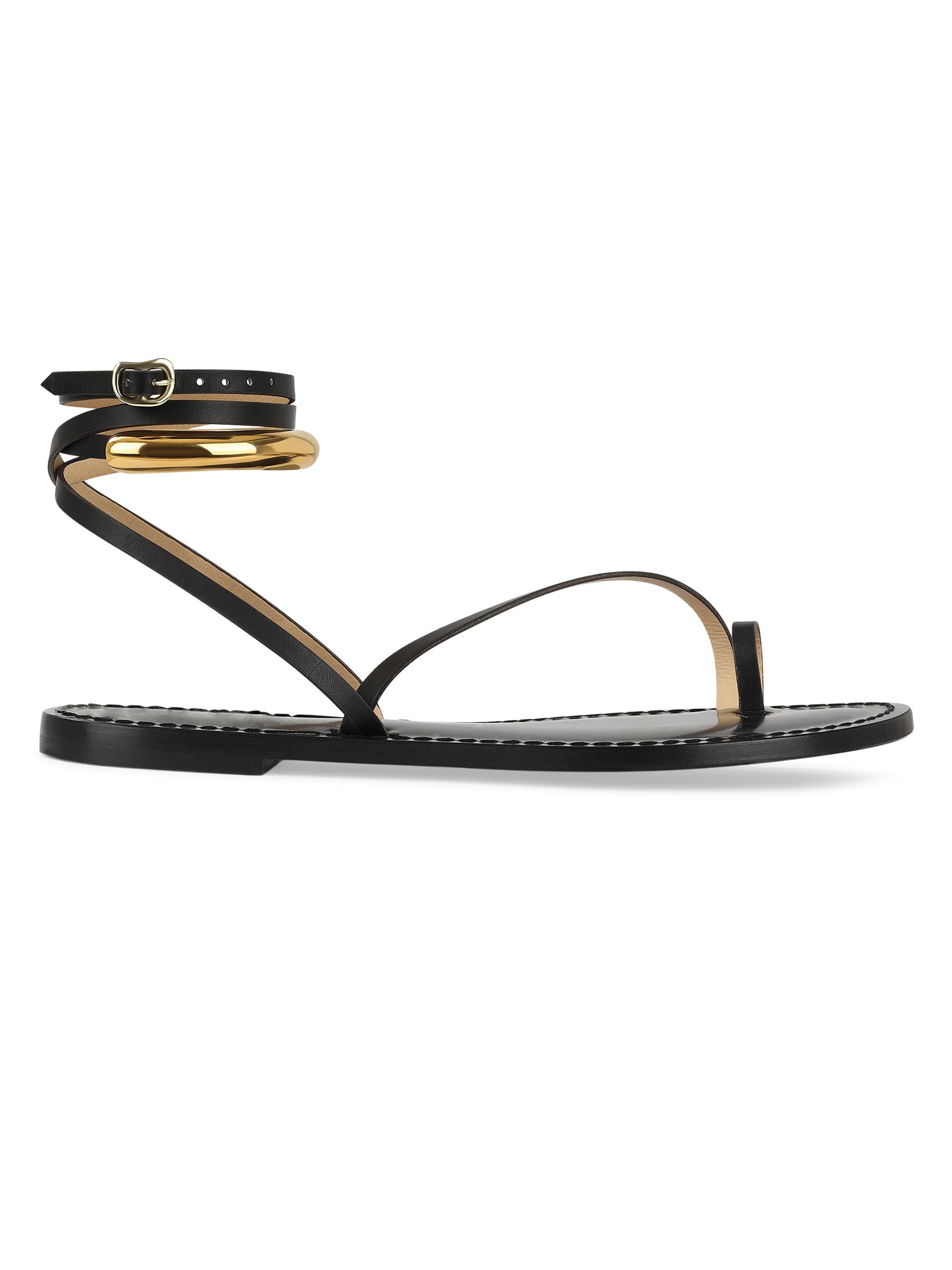 Amanu Women's 17 The Kalahari Leather Ankle-Wrap Sandals - Black
