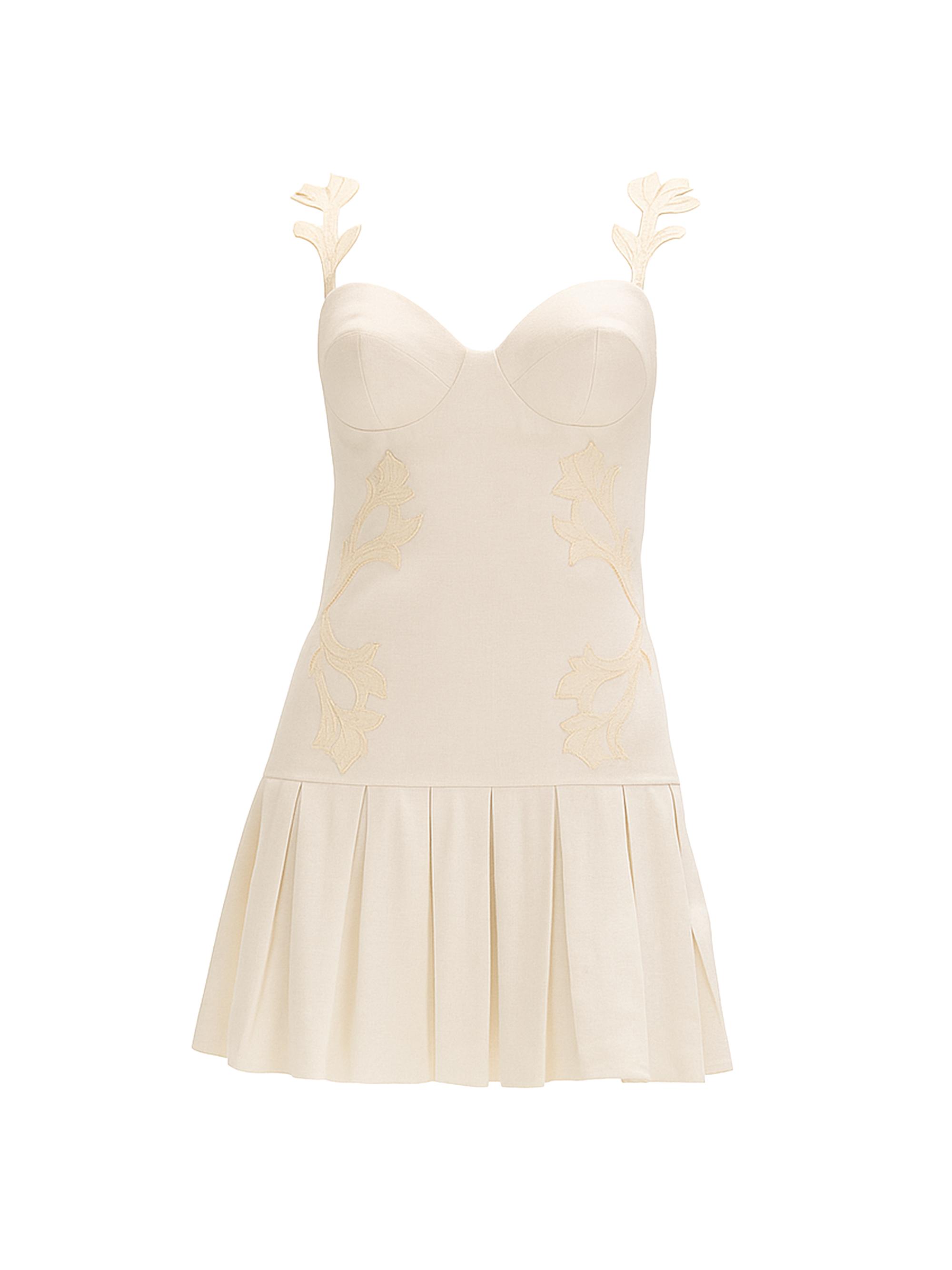 Aquamist Floral Appliqué Minidress