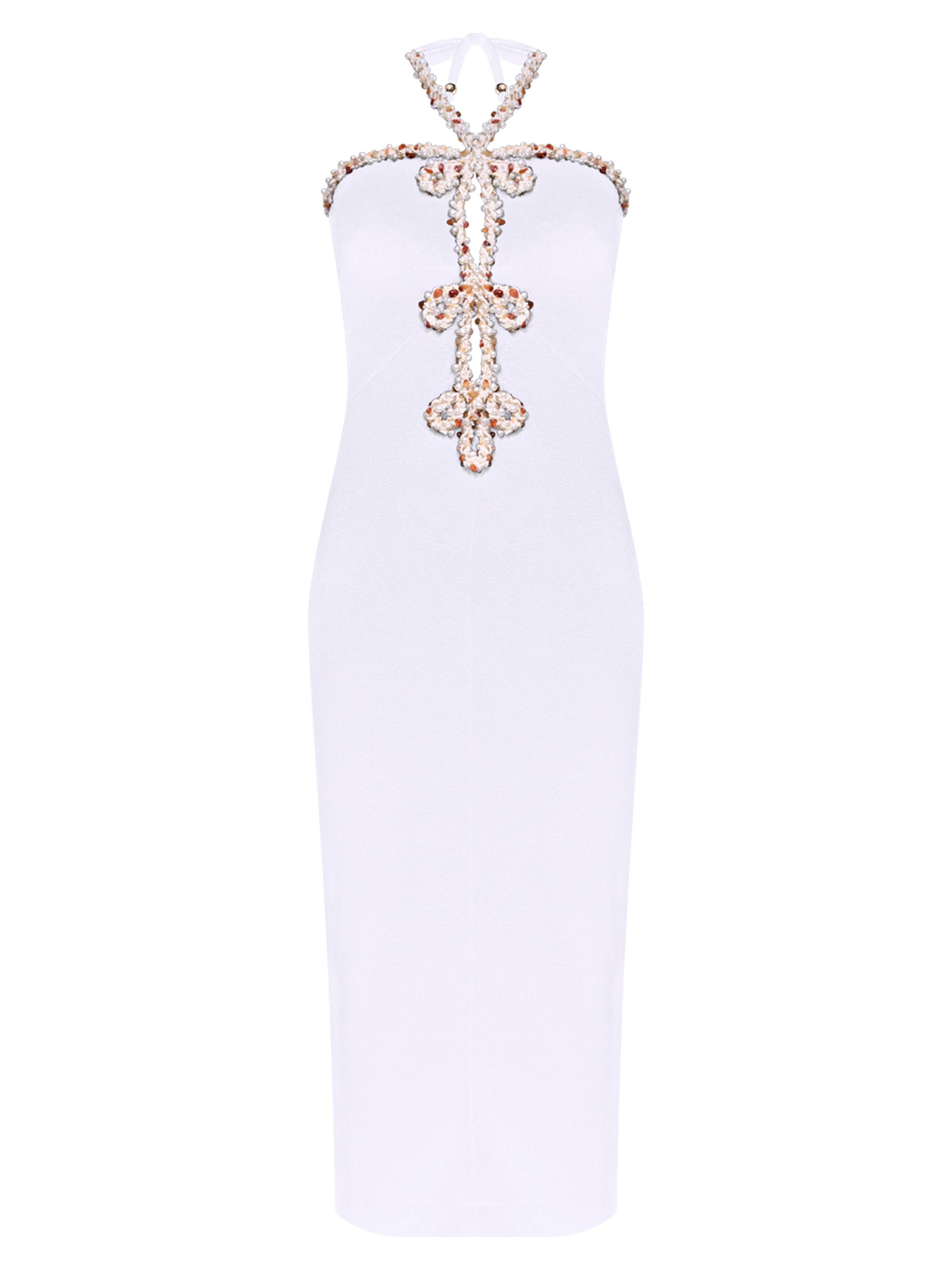 Jade Embellished Halterneck Midi-Dress