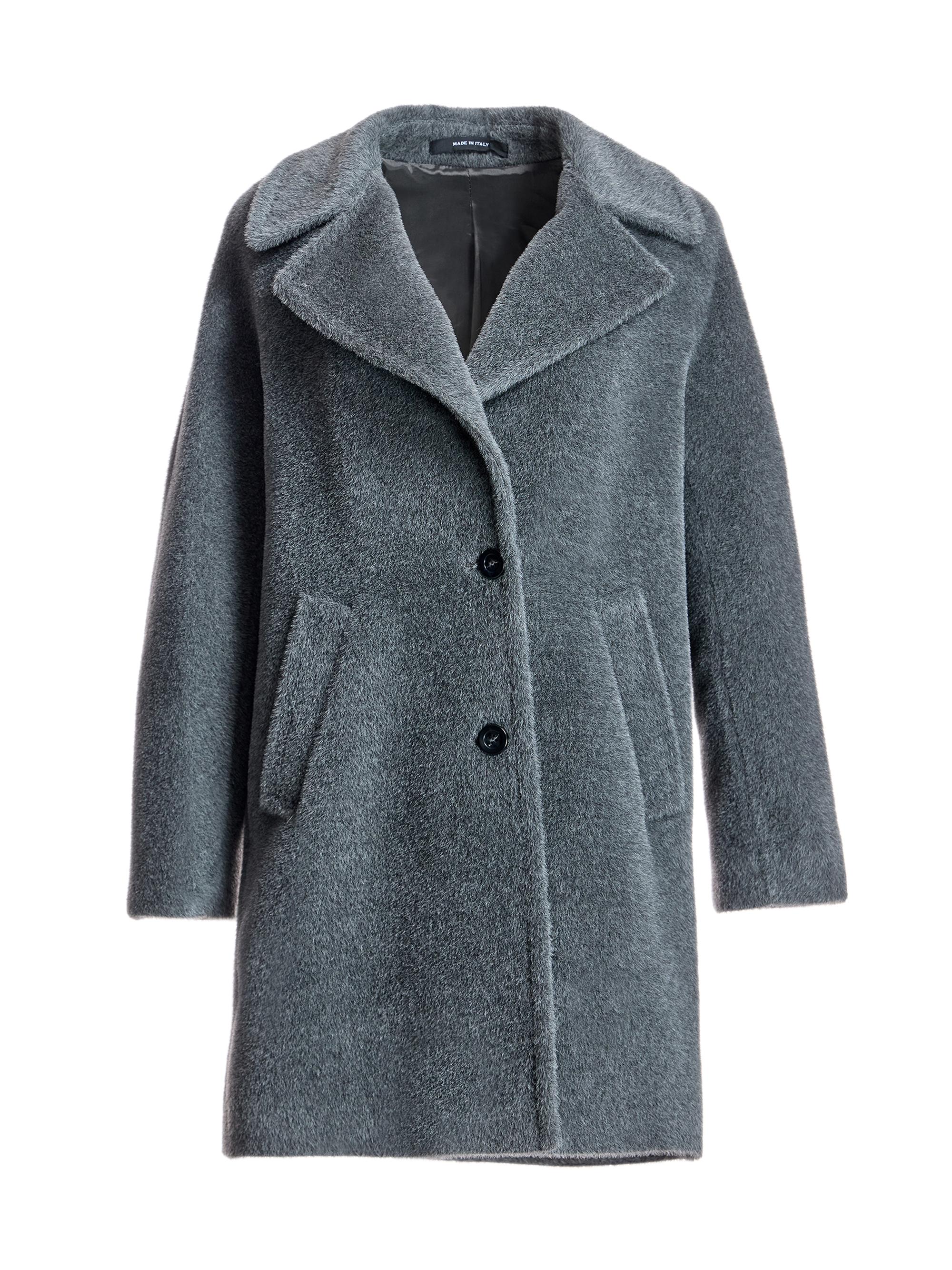 Maximilian Women's  Oversized Alpaca Blend Coat - Dark Grey