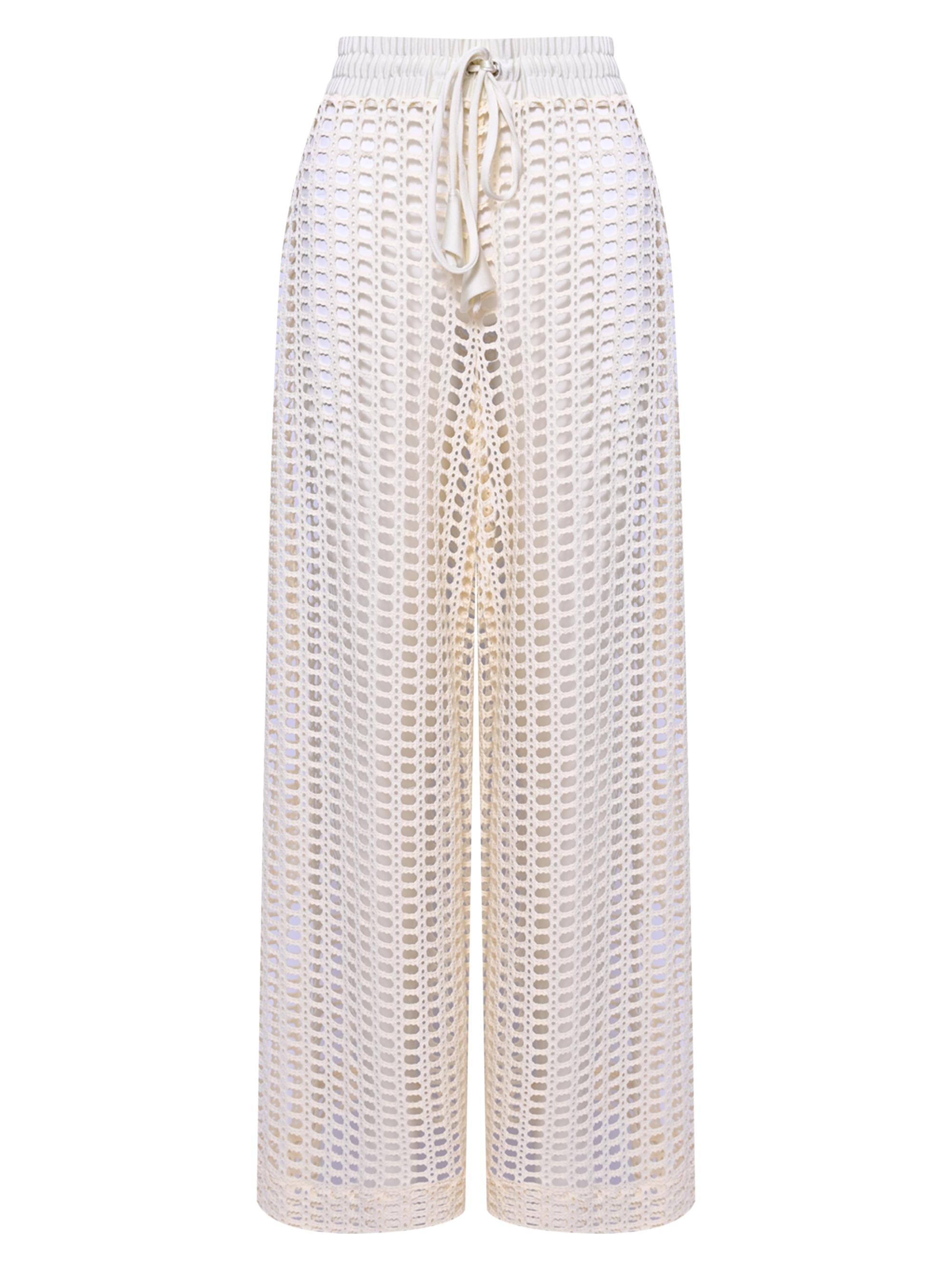 PatBO Women's Selene Open-Knit Drawstring Pants - Off White