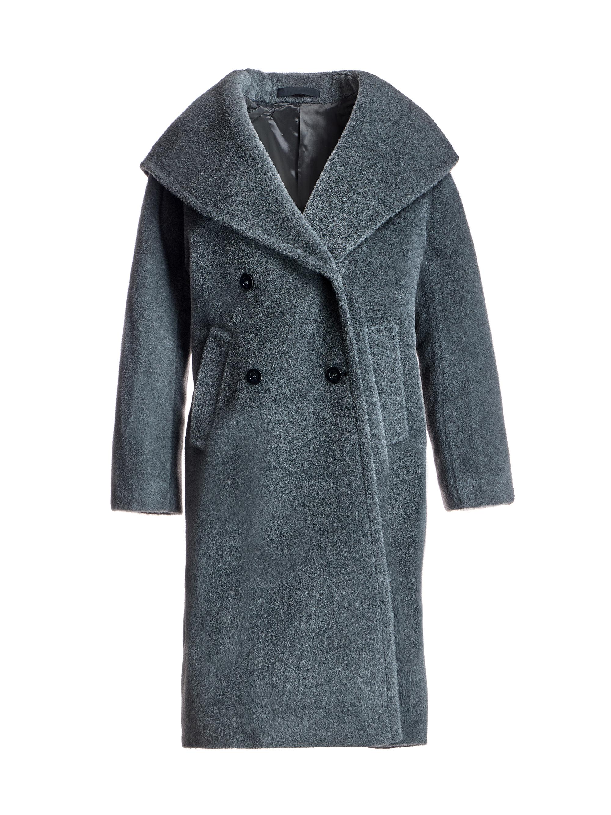 Maximilian Women's  Oversized Alpaca Blend Hooded Coat - Dark Grey