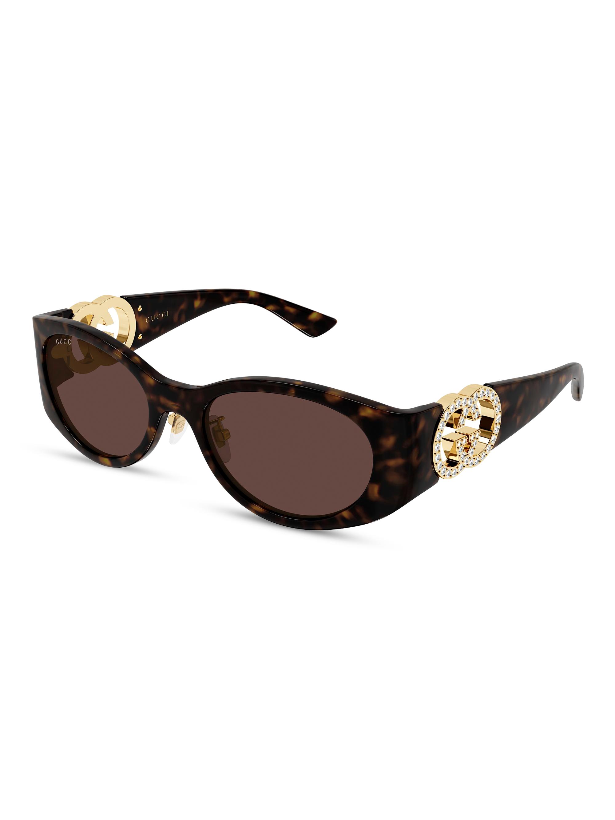 Gucci Women's Hailey 55MM Logo Embellished Oval Sunglasses - Brown